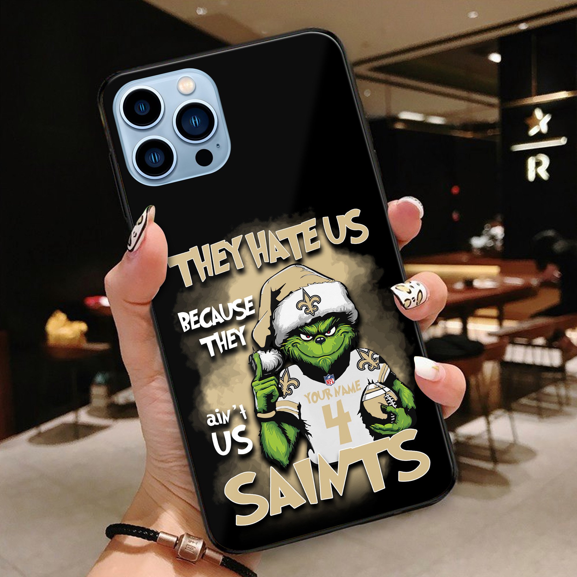 New Orleans Saints Football Team Phone Case Custom Your Name And Number 2024 Versions, Grinch Phone Accessories, Gifts For Fan EHIVM-53518