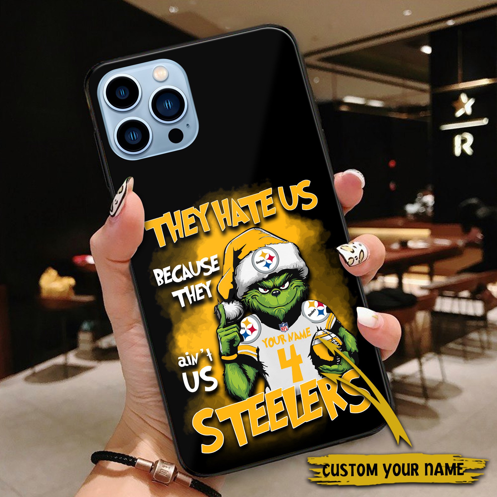 Alternative view of Pittsburgh Steelers Football Team Phone Case Custom Your Name And Number 2024 Versions, Grinch Phone Accessories, Gifts For Fan EHIVM-53518