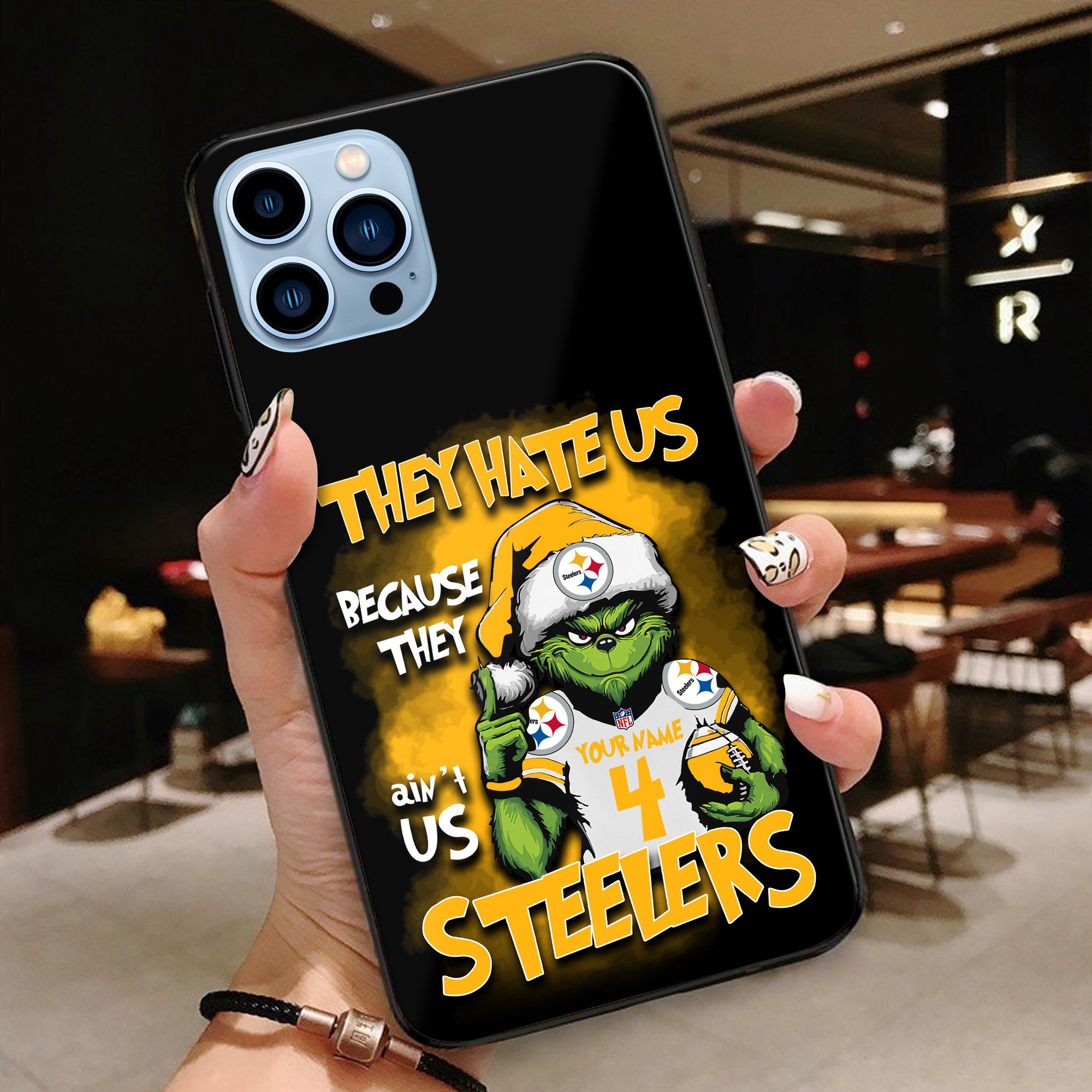 Pittsburgh Steelers Football Team Phone Case Custom Your Name And Number 2024 Versions, Grinch Phone Accessories, Gifts For Fan EHIVM-53518
