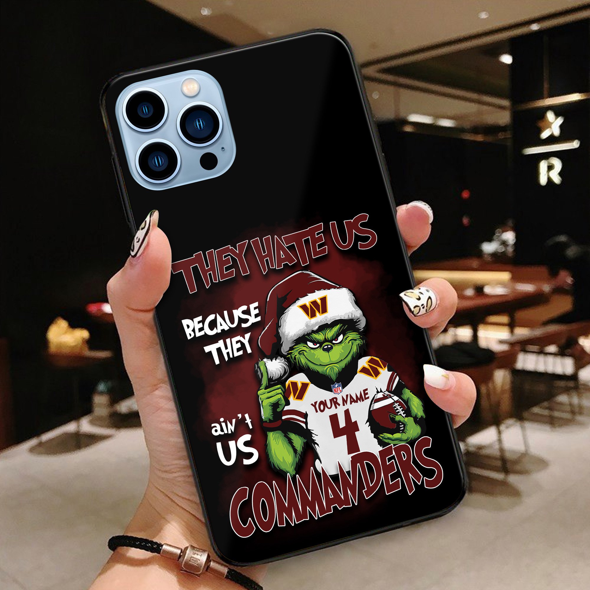 Washington Commanders Football Team Phone Case Custom Your Name And Number 2024 Versions, Grinch Phone Accessories, Gifts For Fan EHIVM-53518