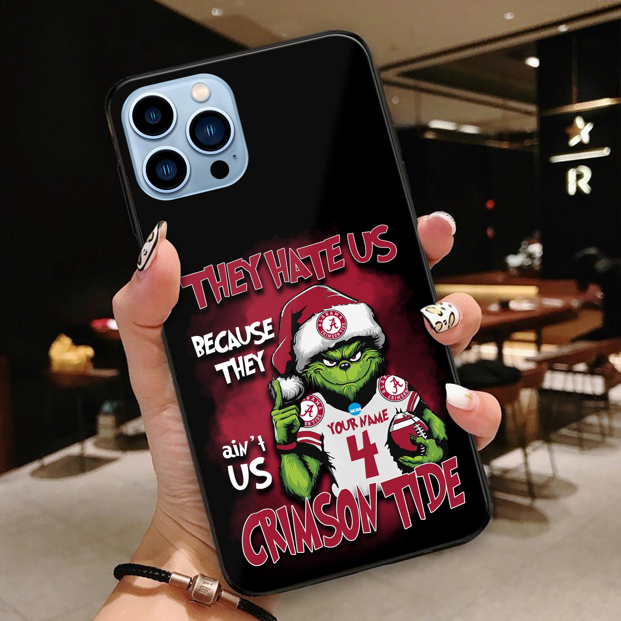 Alabama Crimson Tide Football Team Phone Case Custom Your Name And Number 2024 Versions, Grinch Phone Accessories, Gifts For Fan EHIVM-53553