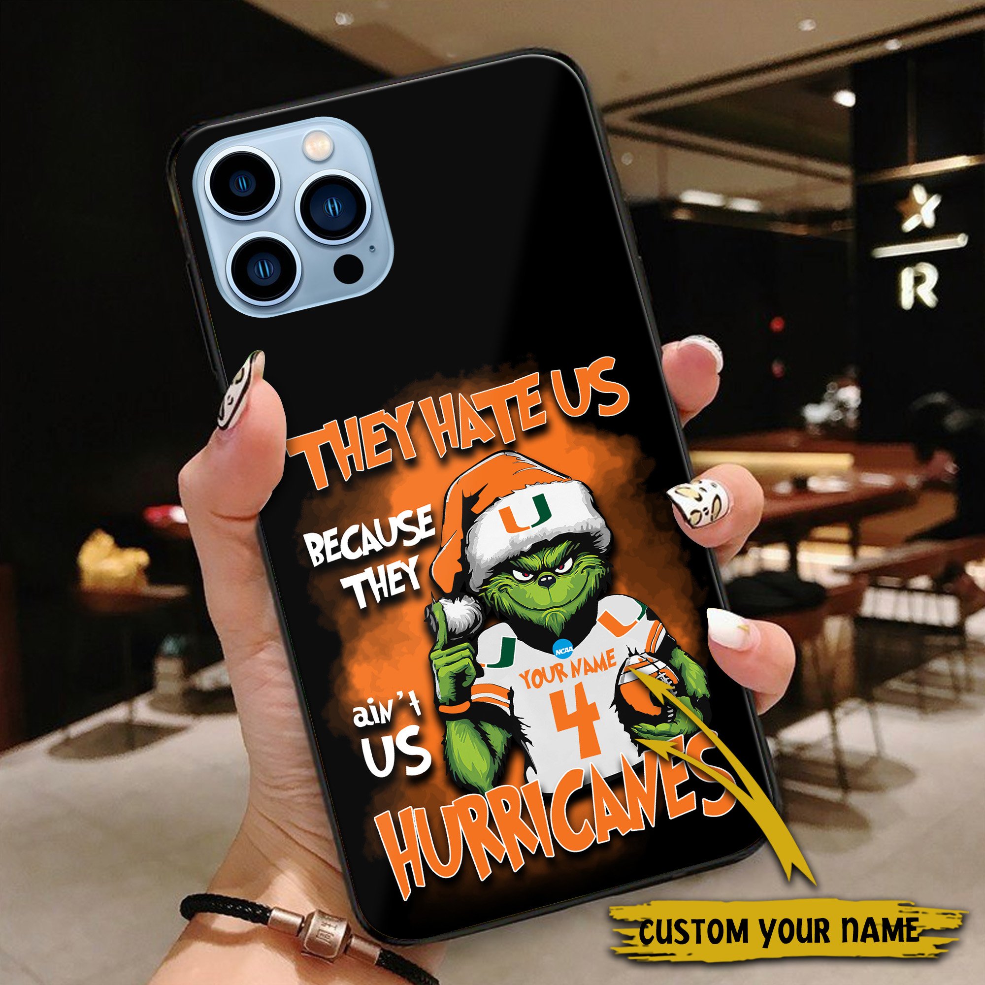 Alternative view of Miami Hurricanes Football Team Phone Case Custom Your Name And Number 2024 Versions, Grinch Phone Accessories, Gifts For Fan EHIVM-53553