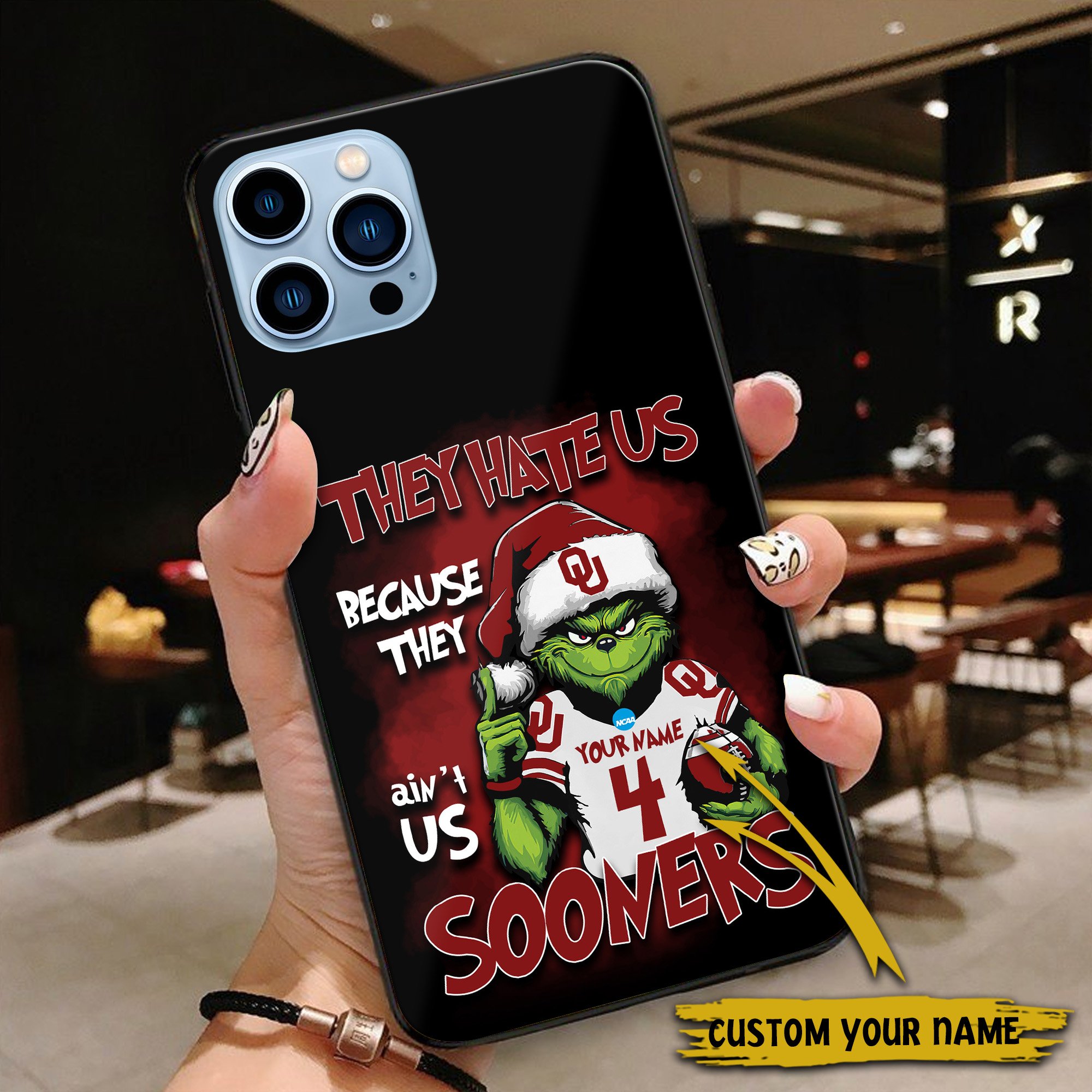 Alternative view of Oklahoma Sooners Football Team Phone Case Custom Your Name And Number 2024 Versions, Grinch Phone Accessories, Gifts For Fan EHIVM-53553