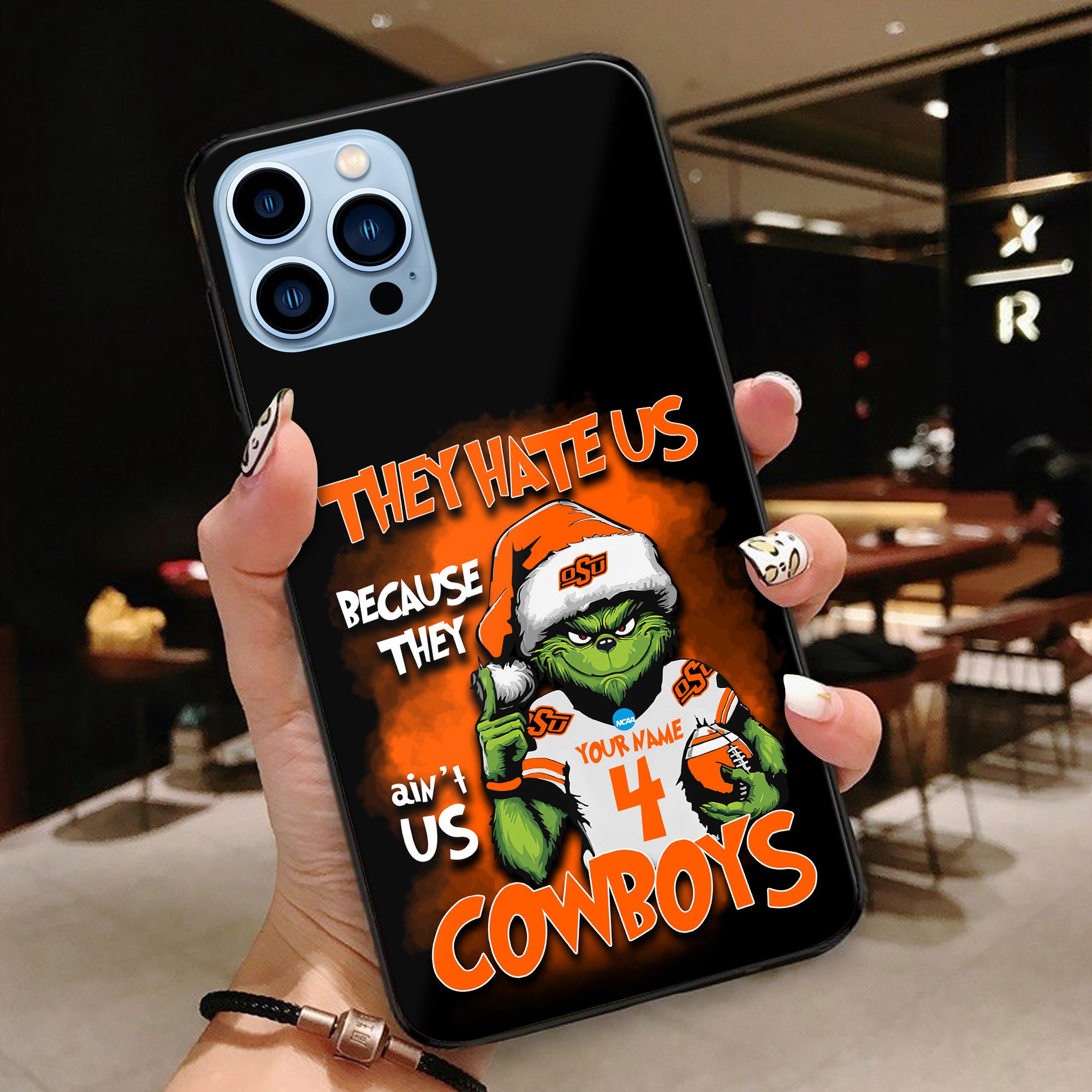 Oklahoma State Cowboys Football Team Phone Case Custom Your Name And Number 2024 Versions, Grinch Phone Accessories, Gifts For Fan EHIVM-53553