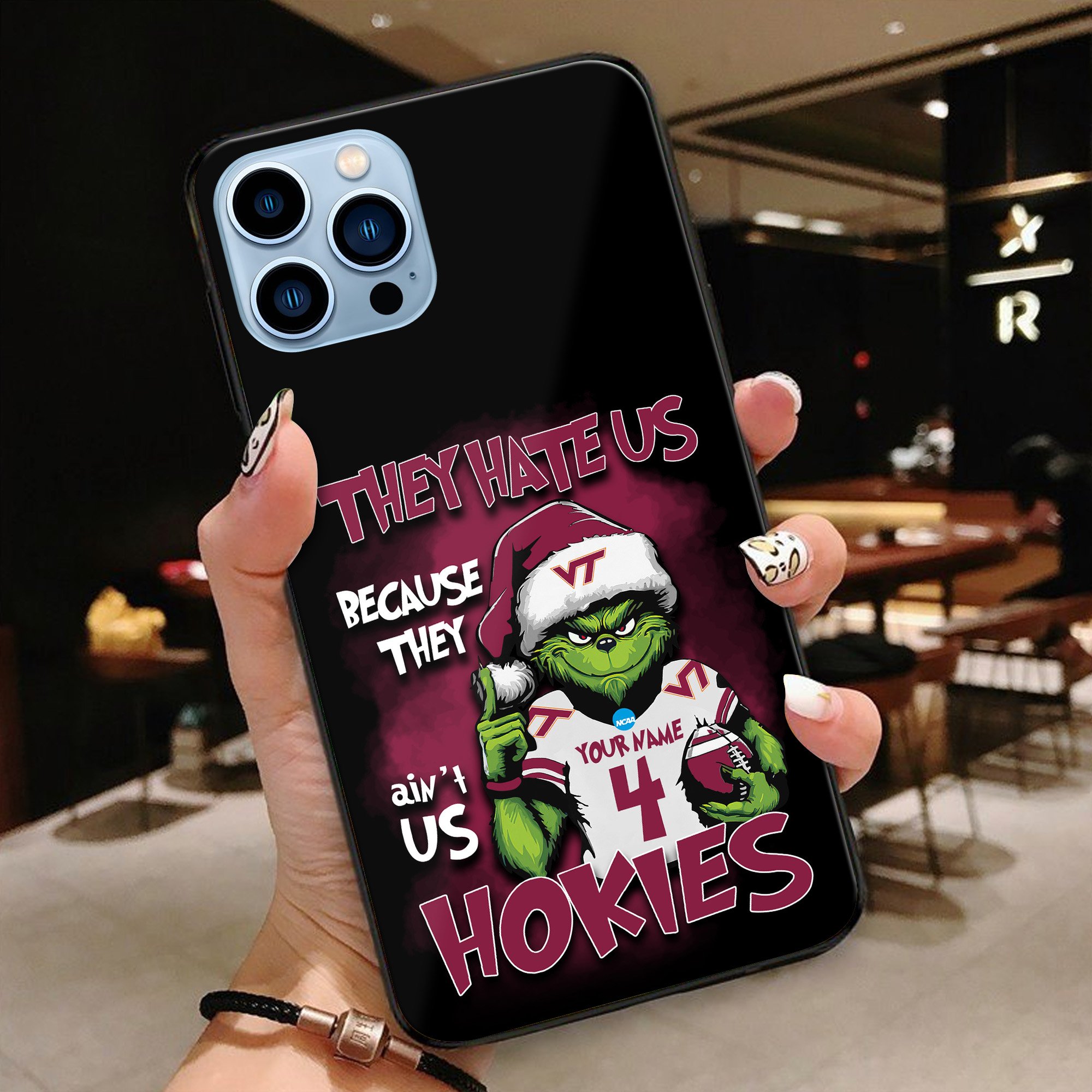 Virginia Tech Hokies Football Team Phone Case Custom Your Name And Number 2024 Versions, Grinch Phone Accessories, Gifts For Fan EHIVM-53553