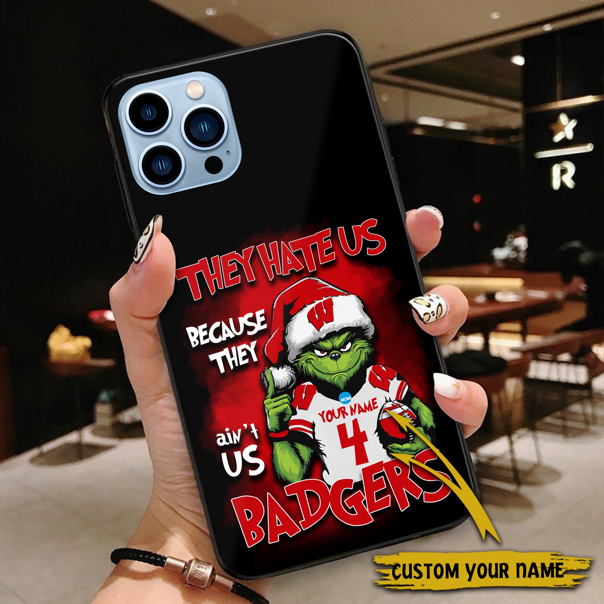 Alternative view of Wisconsin Badgers Football Team Phone Case Custom Your Name And Number 2024 Versions, Grinch Phone Accessories, Gifts For Fan EHIVM-53553