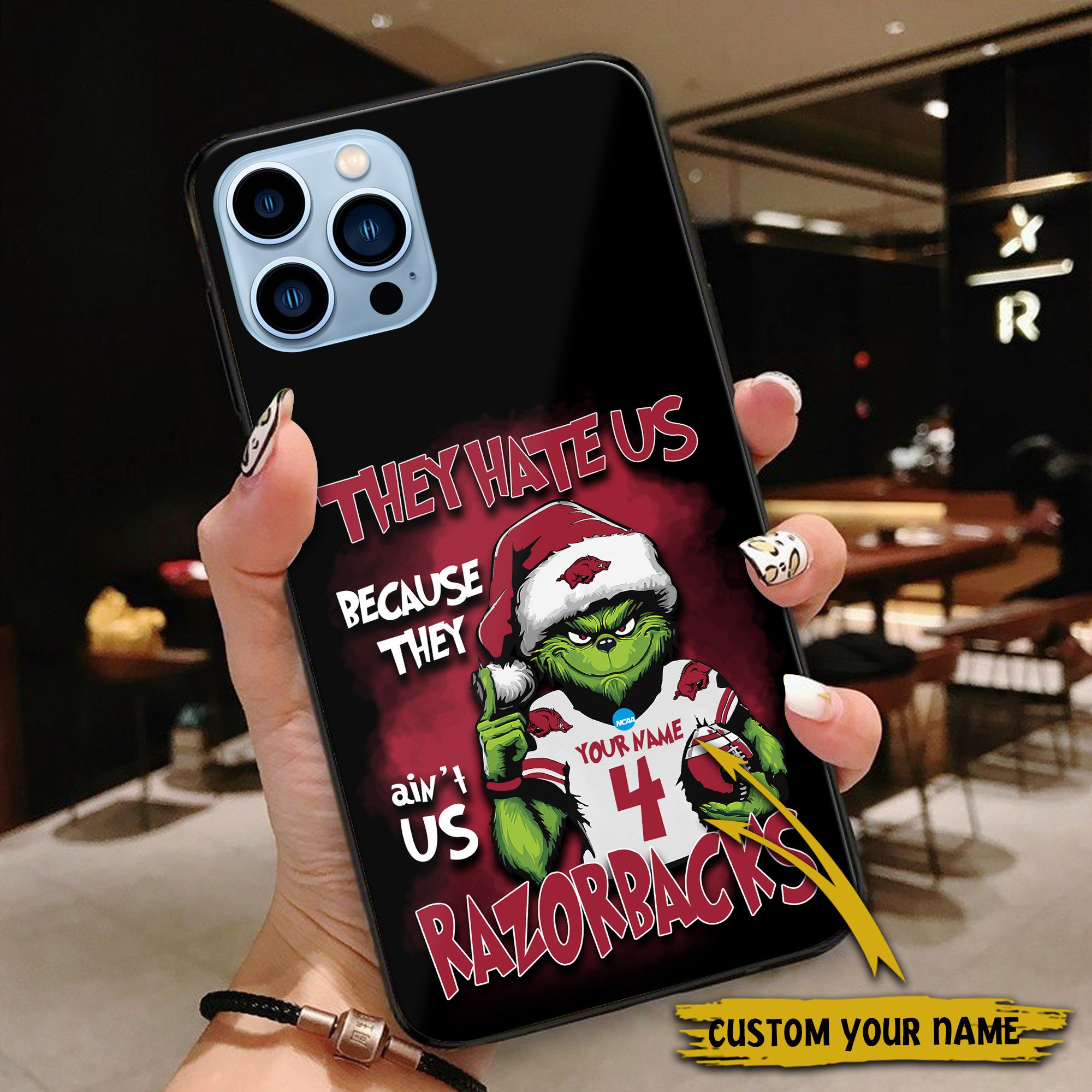 Alternative view of Arkansas Razorbacks Football Team Phone Case Custom Your Name And Number 2024 Versions, Grinch Phone Accessories, Gifts For Fan EHIVM-53553