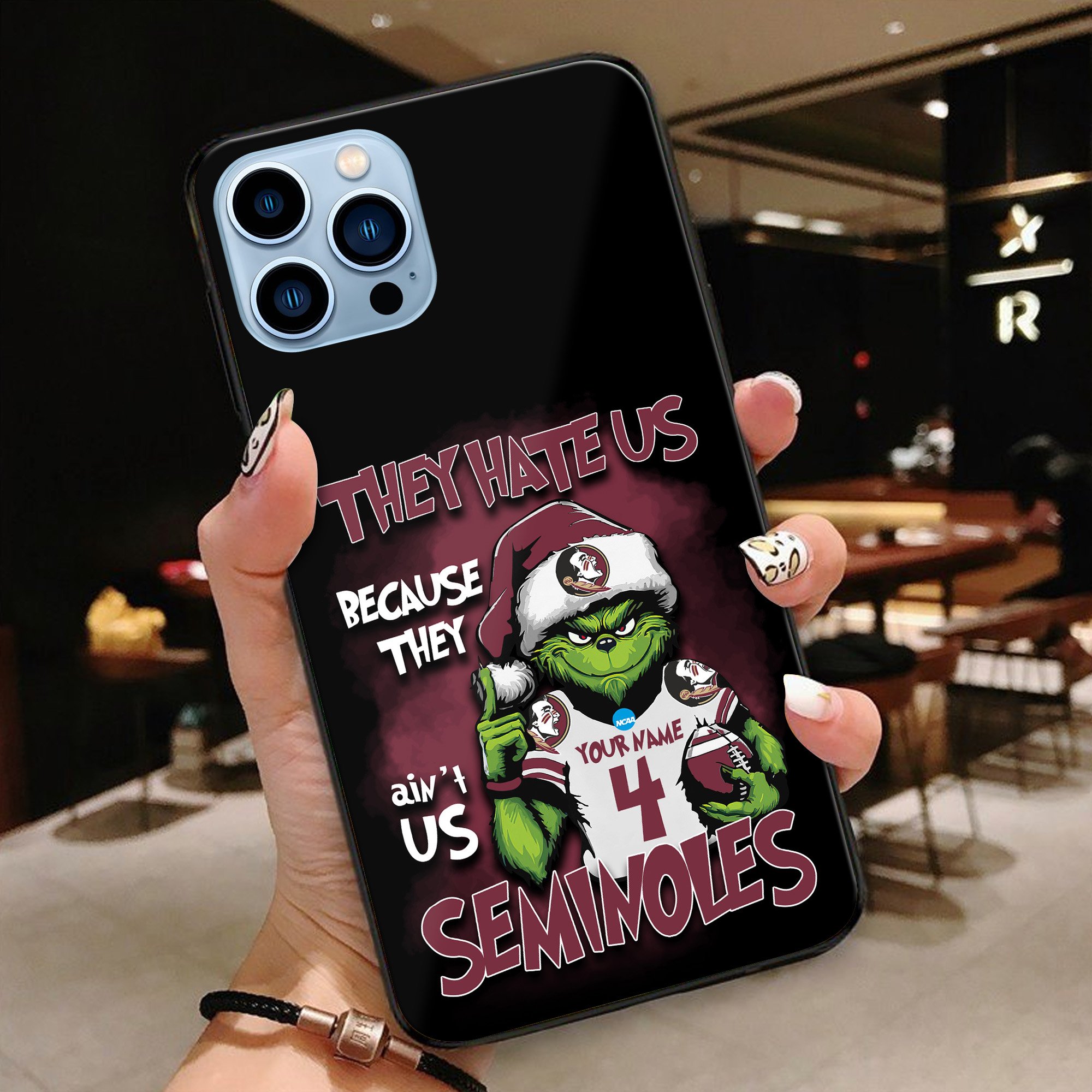 Florida State Seminoles Football Team Phone Case Custom Your Name And Number 2024 Versions, Grinch Phone Accessories, Gifts For Fan EHIVM-53553