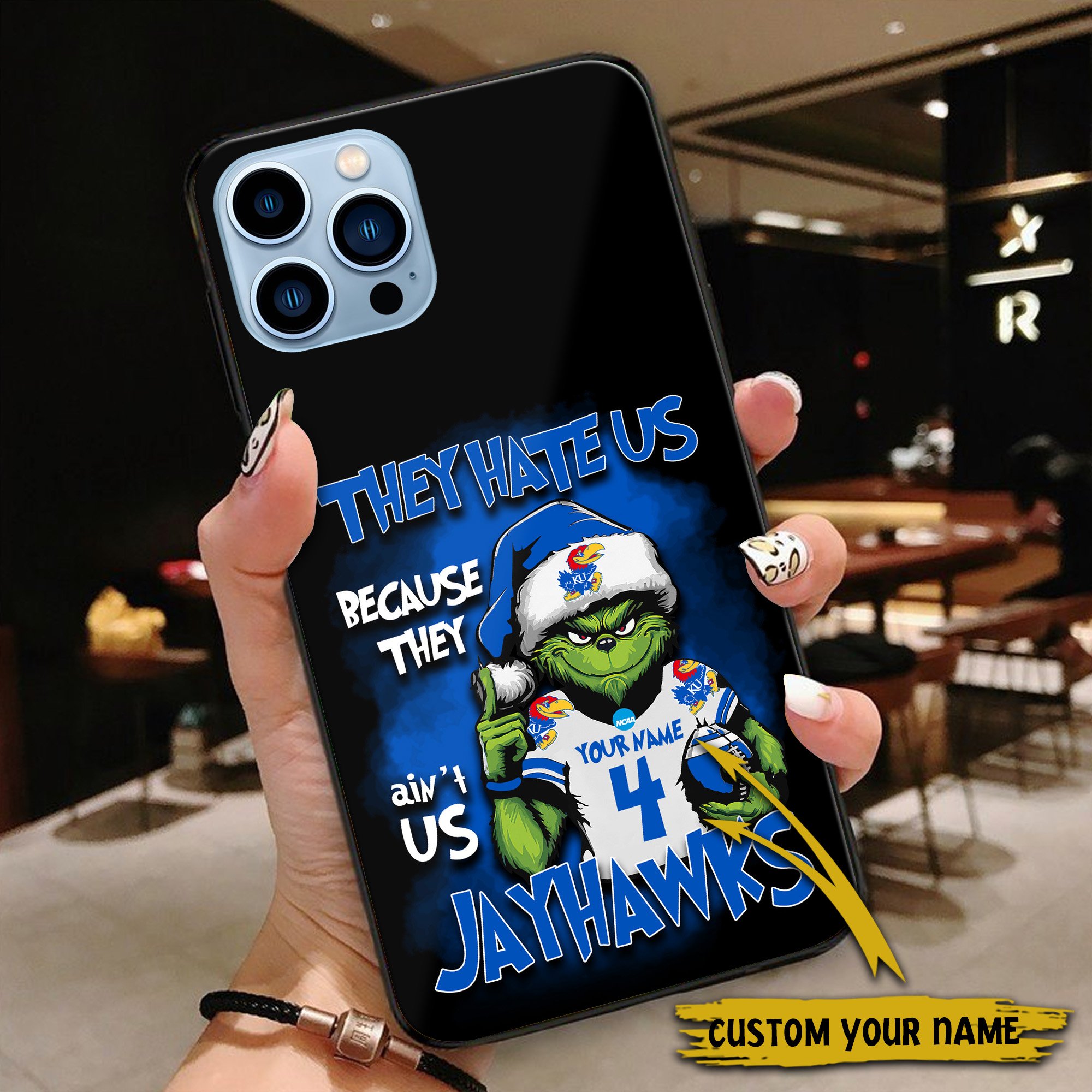 Alternative view of Kansas Jayhawks Football Team Phone Case Custom Your Name And Number 2024 Versions, Grinch Phone Accessories, Gifts For Fan EHIVM-53553