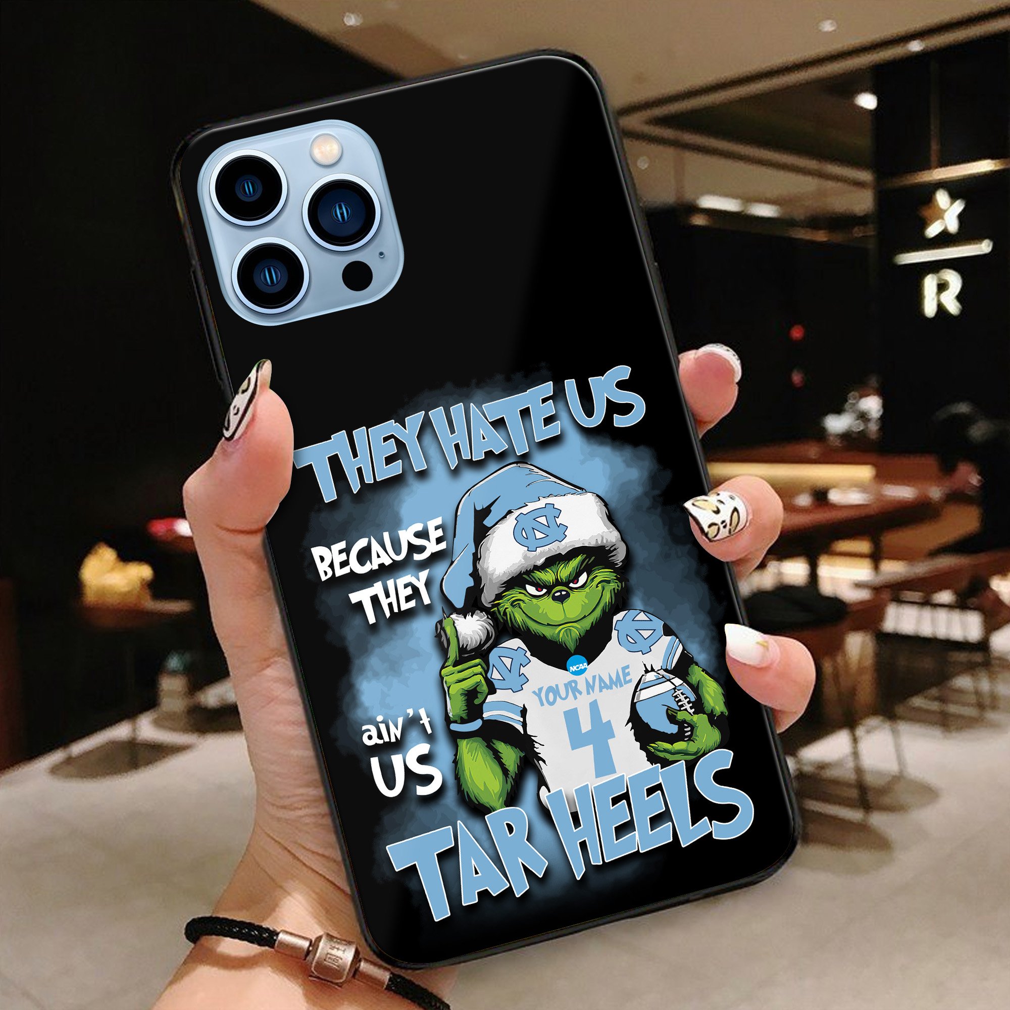 North Carolina Tar Heels Football Team Phone Case Custom Your Name And Number 2024 Versions, Grinch Phone Accessories, Gifts For Fan EHIVM-53553