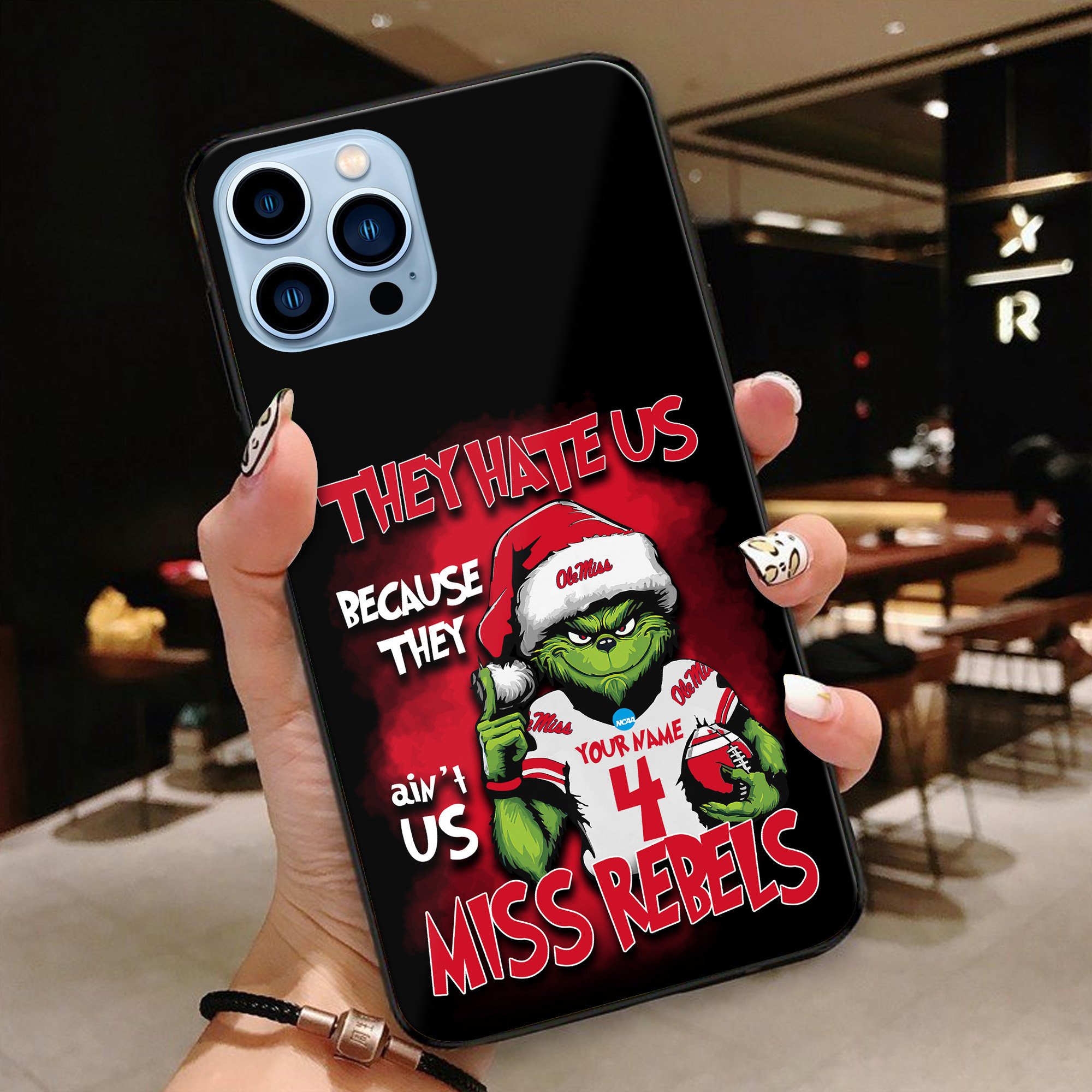 Ole Miss Rebels Football Team Phone Case Custom Your Name And Number 2024 Versions, Grinch Phone Accessories, Gifts For Fan EHIVM-53553