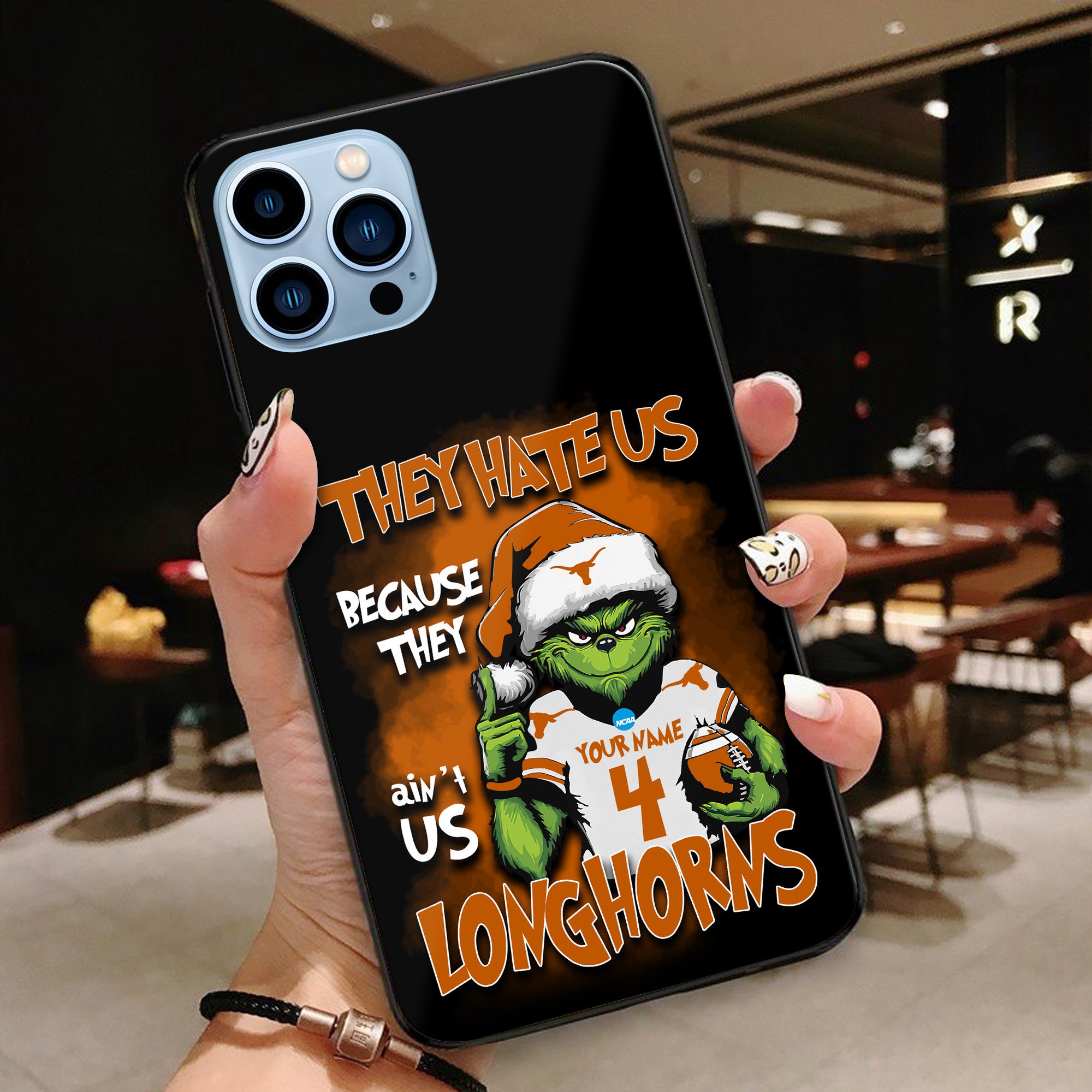 Texas Longhorns Football Team Phone Case Custom Your Name And Number 2024 Versions, Grinch Phone Accessories, Gifts For Fan EHIVM-53553