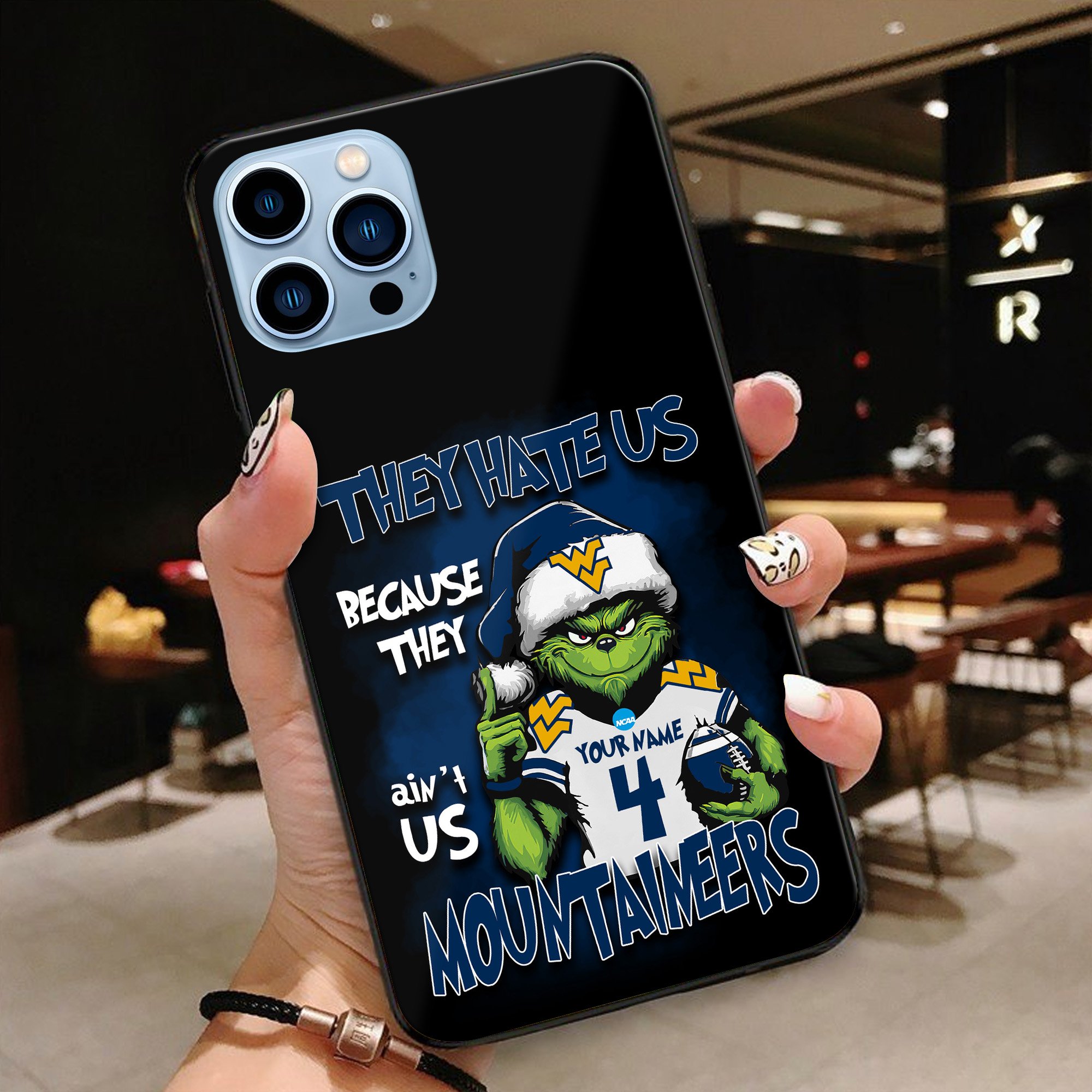 West Virginia Mountaineers Football Team Phone Case Custom Your Name And Number 2024 Versions, Grinch Phone Accessories, Gifts For Fan EHIVM-53553