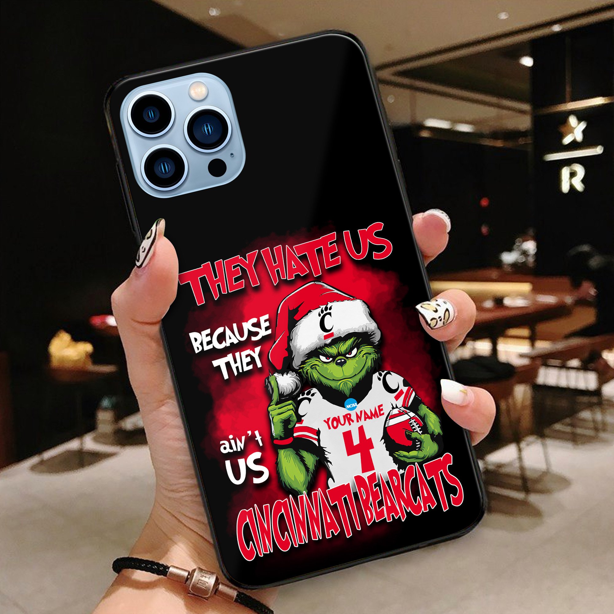 Cincinnati Bearcats Football Team Phone Case Custom Your Name And Number 2024 Versions, Grinch Phone Accessories, Gifts For Fan EHIVM-53553