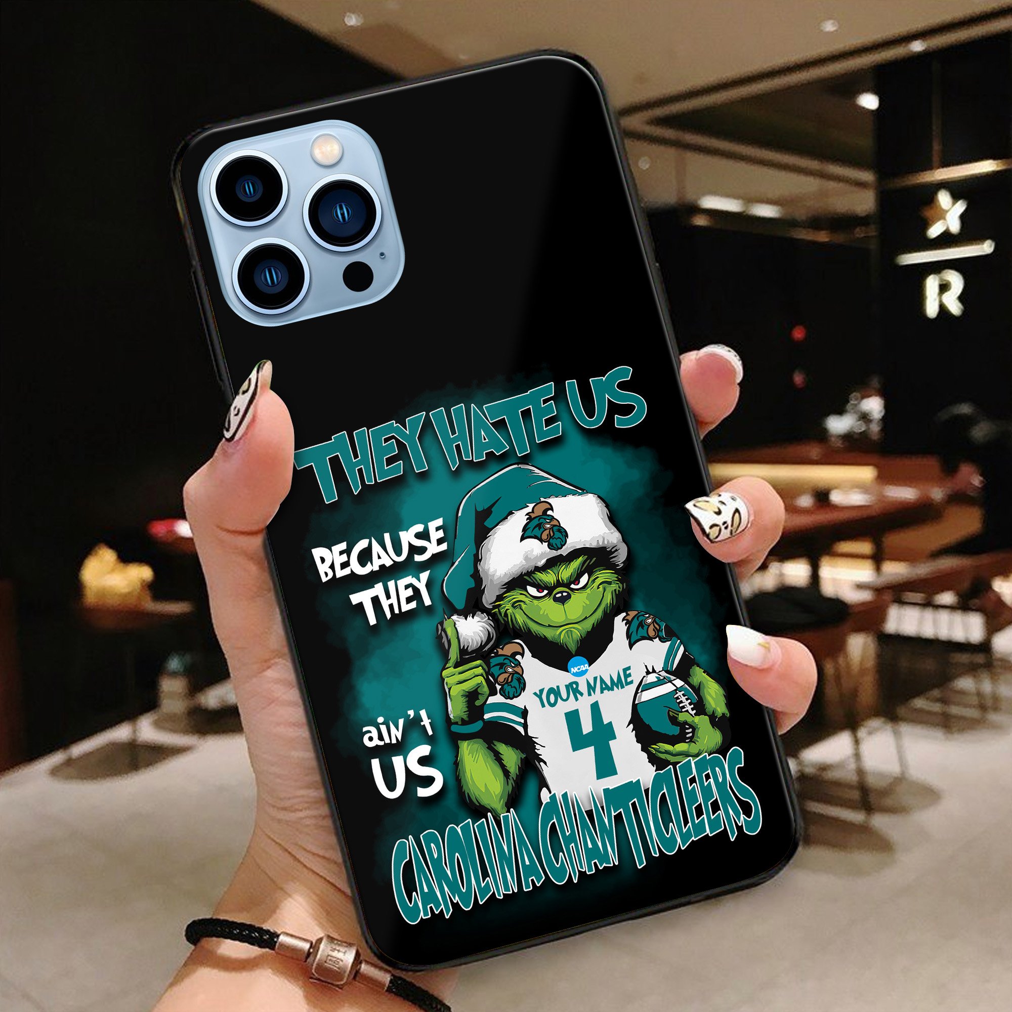 Coastal Carolina Chanticleers Football Team Phone Case Custom Your Name And Number 2024 Versions, Grinch Phone Accessories, Gifts For Fan EHIVM-53553