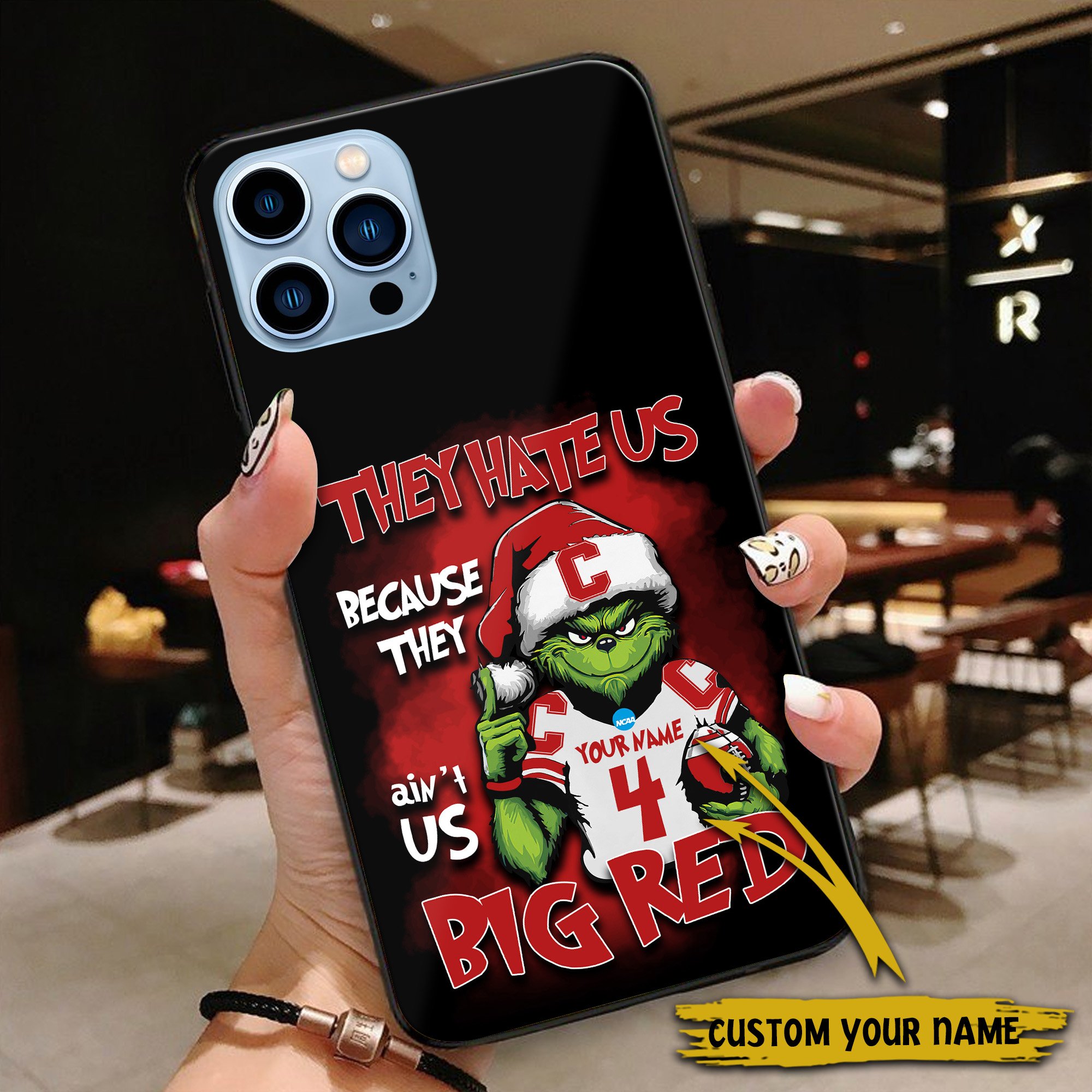 Alternative view of Cornell Big Red Football Team Phone Case Custom Your Name And Number 2024 Versions, Grinch Phone Accessories, Gifts For Fan EHIVM-53553