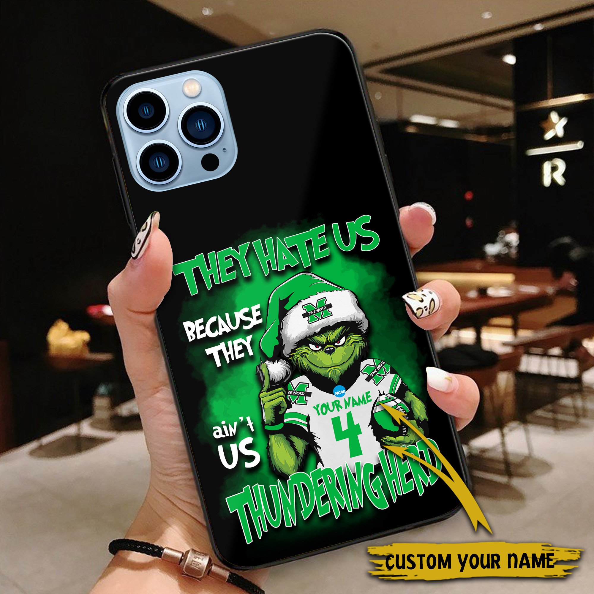 Alternative view of Marshall Thundering Herd Football Team Phone Case Custom Your Name And Number 2024 Versions, Grinch Phone Accessories, Gifts For Fan EHIVM-53553