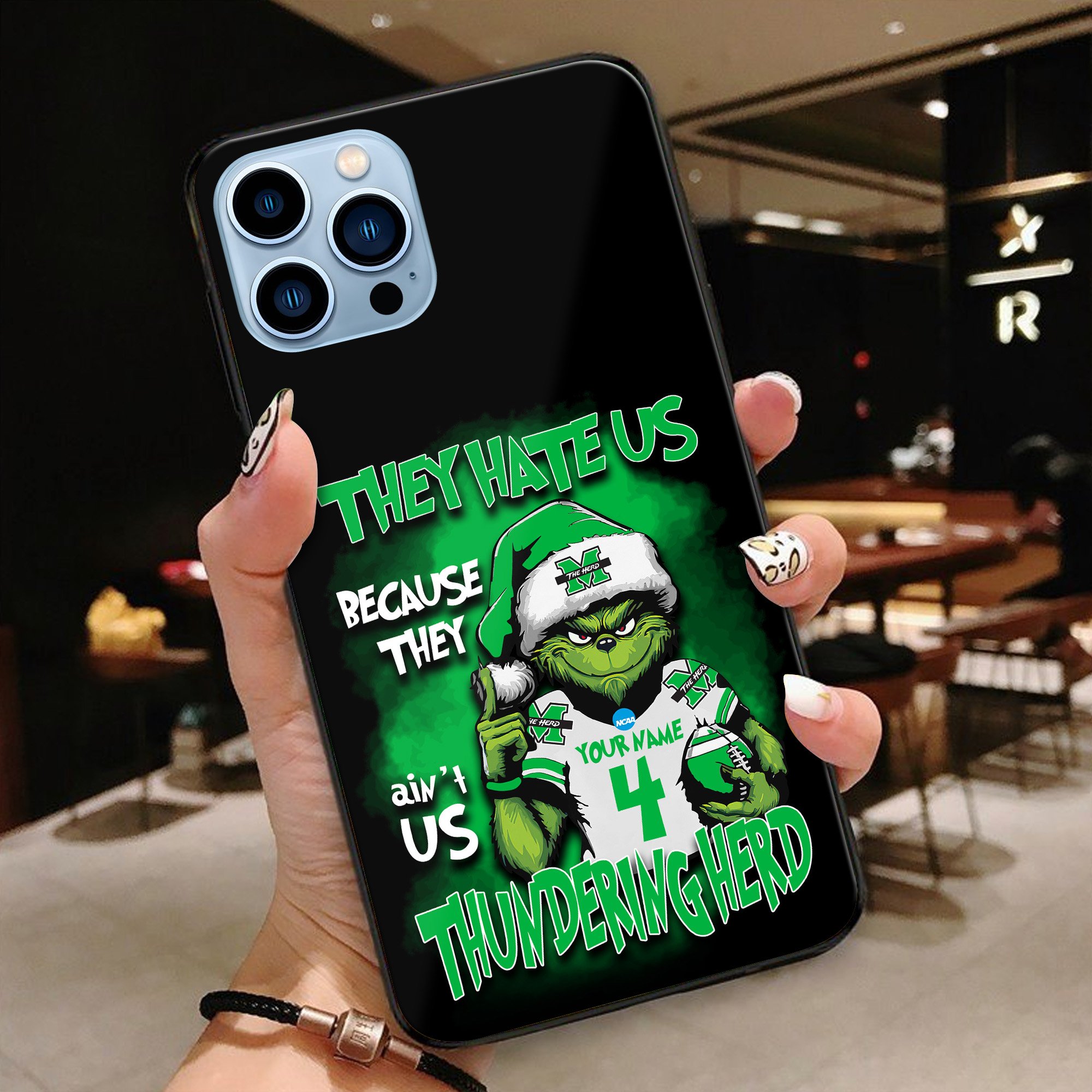 Marshall Thundering Herd Football Team Phone Case Custom Your Name And Number 2024 Versions, Grinch Phone Accessories, Gifts For Fan EHIVM-53553
