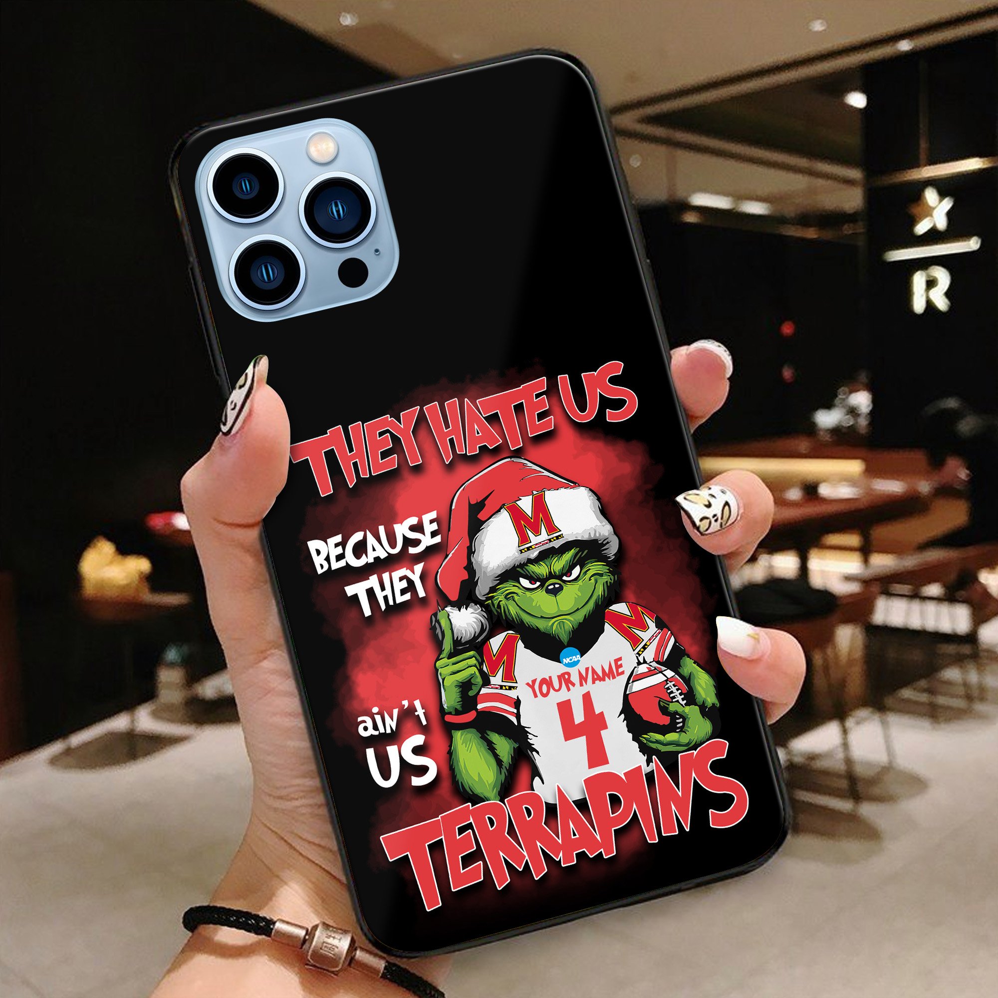 Maryland Terrapins Football Team Phone Case Custom Your Name And Number 2024 Versions, Grinch Phone Accessories, Gifts For Fan EHIVM-53553