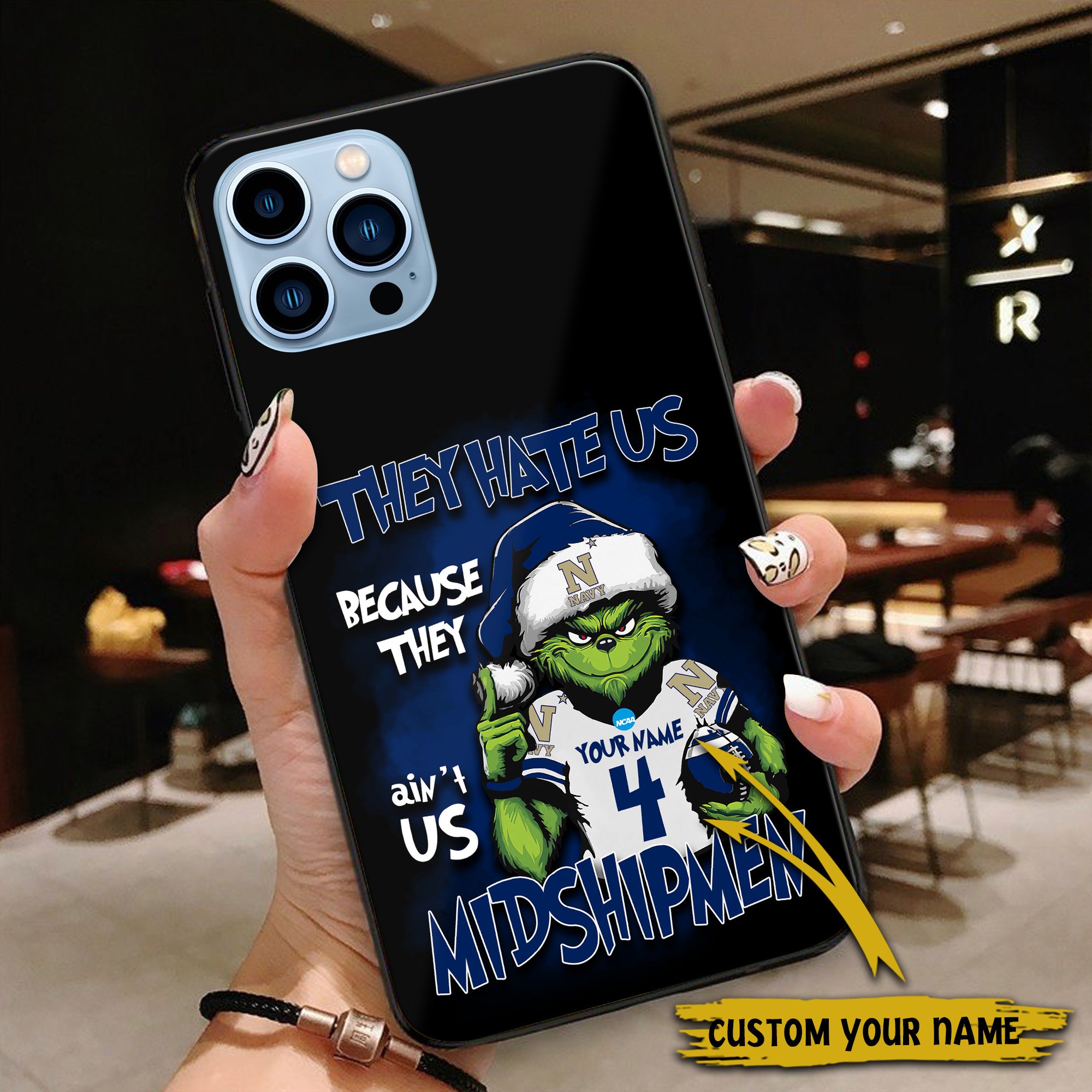 Alternative view of Navy Midshipmen Football Team Phone Case Custom Your Name And Number 2024 Versions, Grinch Phone Accessories, Gifts For Fan EHIVM-53553
