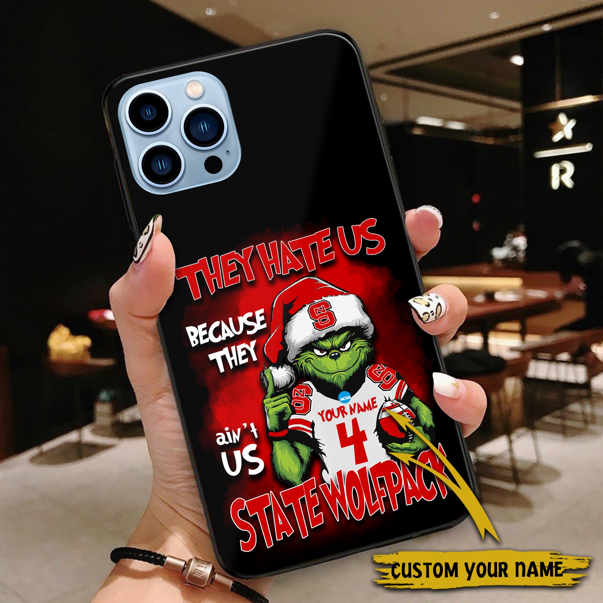 Alternative view of NC State Wolfpack Football Team Phone Case Custom Your Name And Number 2024 Versions, Grinch Phone Accessories, Gifts For Fan EHIVM-53553