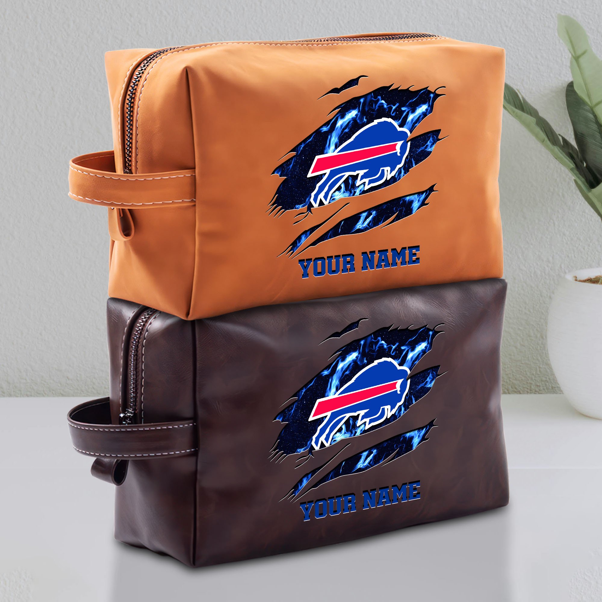 Buffalo Bills Leather Toiletry Bag For Men Custom Your Name 2024 Versions, Leather Dopp Kit Bag,  Football Fan Gifts EHIVM-58889