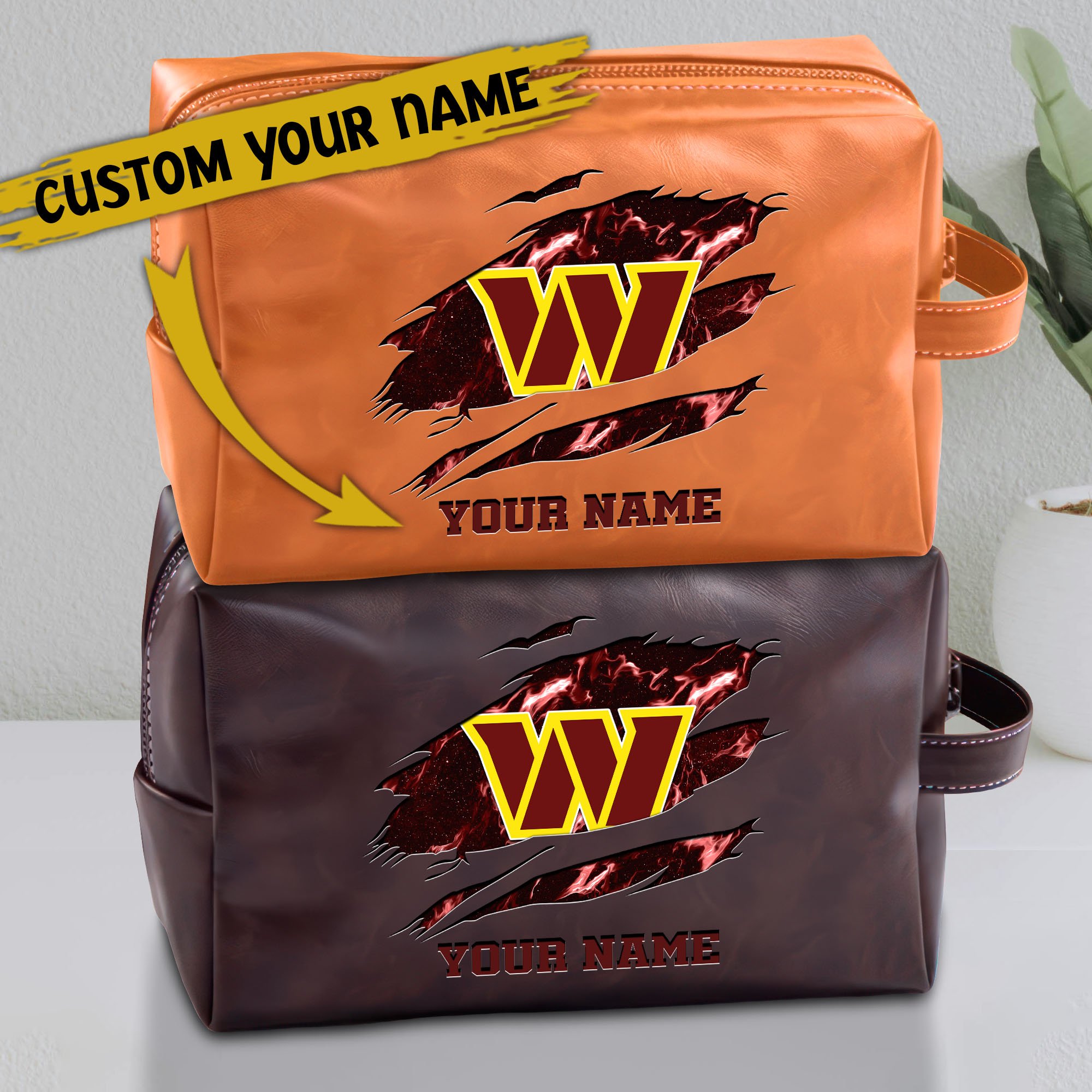 Alternative view of Washington Commanders Leather Toiletry Bag For Men Custom Your Name 2024 Versions, Leather Dopp Kit Bag,  Football Fan Gifts EHIVM-58889