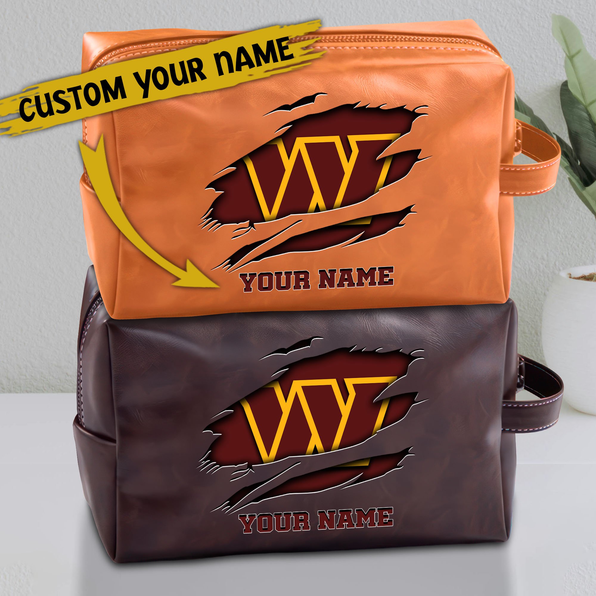 Alternative view of Washington Commanders Leather Toiletry Bag For Men Custom Your Name 2024 Versions, Leather Dopp Kit Bag EHIVM-58986