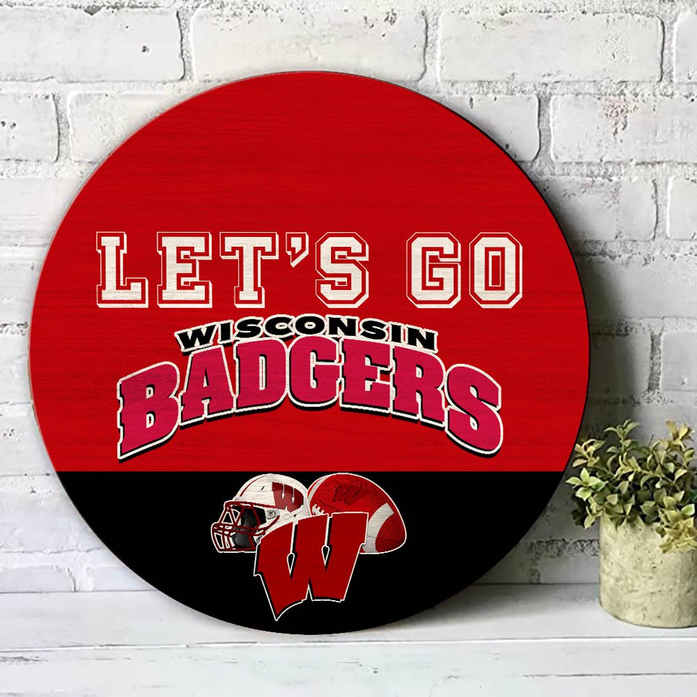 Alternative view of Wisconsin Badgers Wood Sign 2024 Version, Let's Go Sport Team Sign, Sport Gifts, Home Decorations ETHY-51863
