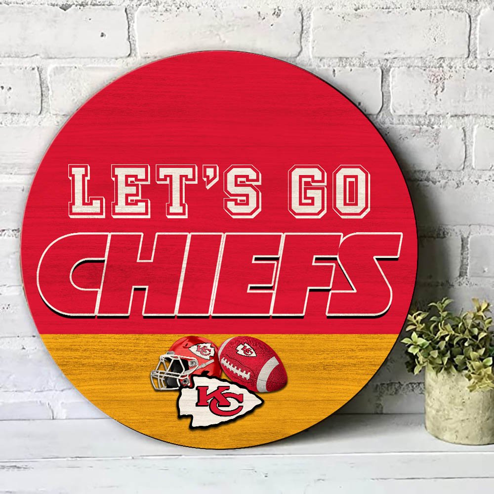 Alternative view of Kansas City Chiefs Wood Sign 2024 Version, Let's Go Sport Team Sign, Sport Gifts, Home Decorations ETHY-51863