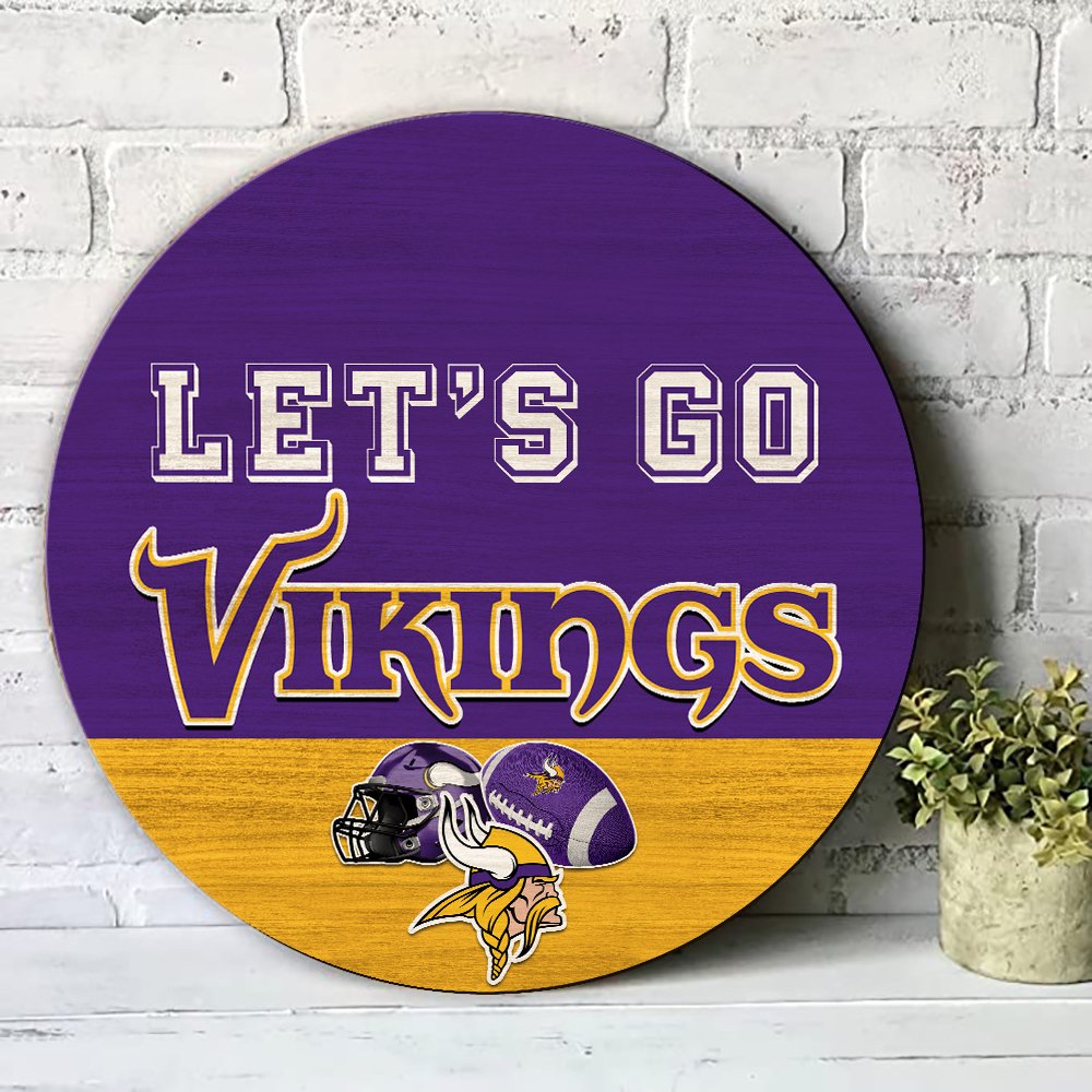 Alternative view of Minnesota Vikings Wood Sign 2024 Version, Let's Go Sport Team Sign, Sport Gifts, Home Decorations ETHY-51863