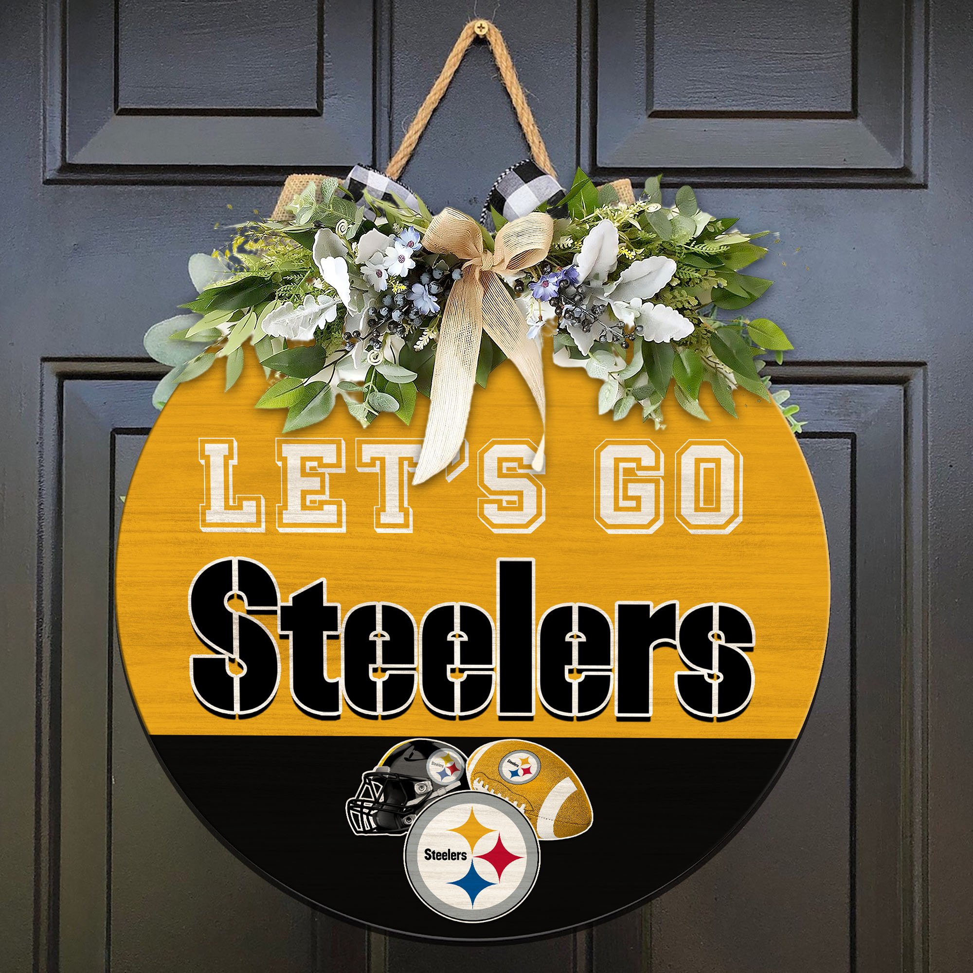 Pittsburgh Steelers Wood Sign 2024 Version, Let's Go Sport Team Sign, Sport Gifts, Home Decorations ETHY-51863