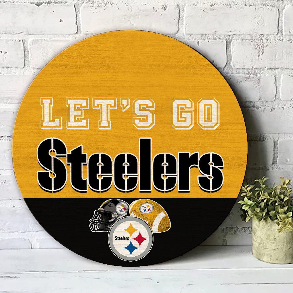 Alternative view of Pittsburgh Steelers Wood Sign 2024 Version, Let's Go Sport Team Sign, Sport Gifts, Home Decorations ETHY-51863