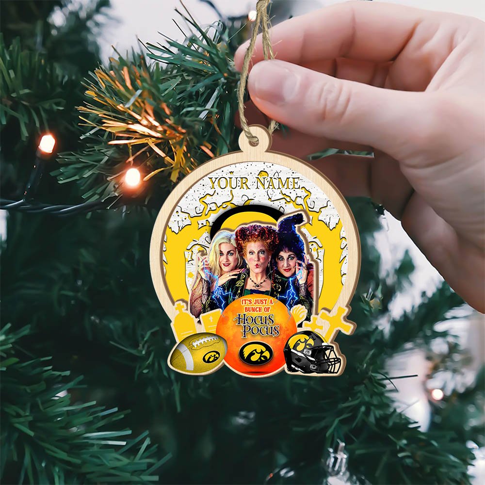 Alternative view of Iowa Hawkeyes 2 Layered Wooden Ornament 2024 Version Custom Your Name, Hocus Pocus And Sport Team Ornament, Sport Gifts For Fans ETHY-52115
