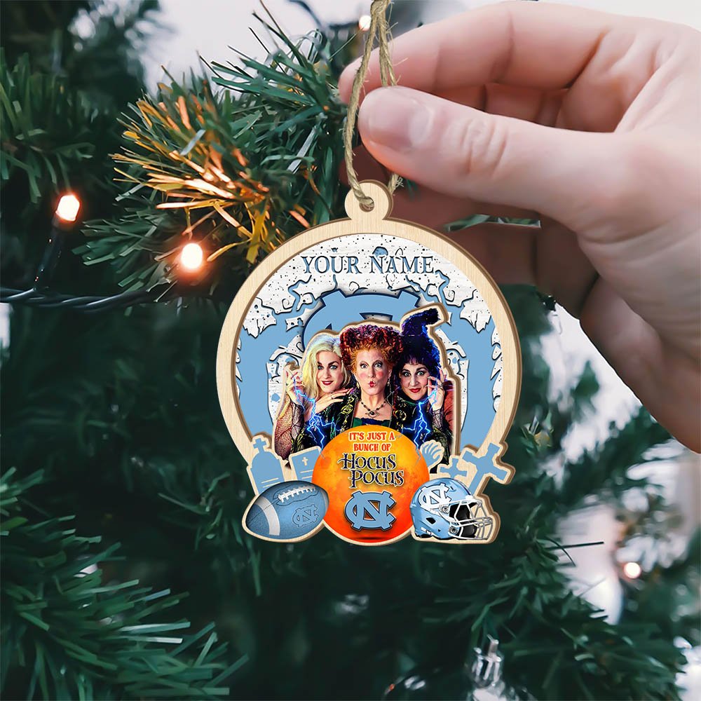 Alternative view of North Carolina Tar Heels 2 Layered Wooden Ornament 2024 Version Custom Your Name, Hocus Pocus And Sport Team Ornament, Sport Gifts For Fans ETHY-52115