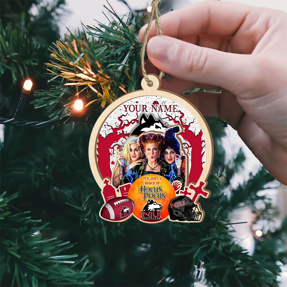 Alternative view of Northern Illinois Huskies 2 Layered Wooden Ornament 2024 Version Custom Your Name, Hocus Pocus And Sport Team Ornament, Sport Gifts For Fans ETHY-52115