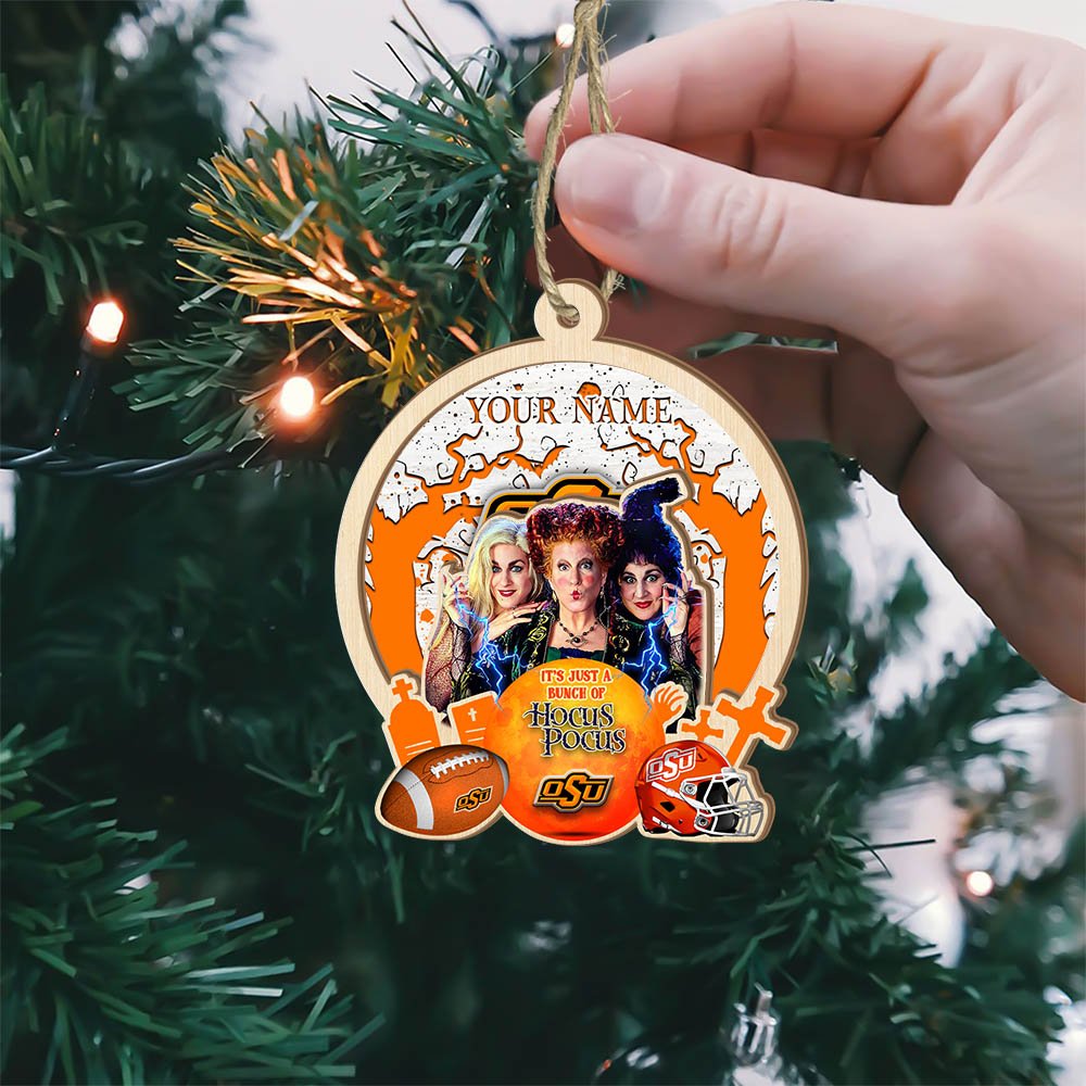 Alternative view of Oklahoma State Cowboys 2 Layered Wooden Ornament 2024 Version Custom Your Name, Hocus Pocus And Sport Team Ornament, Sport Gifts For Fans ETHY-52115