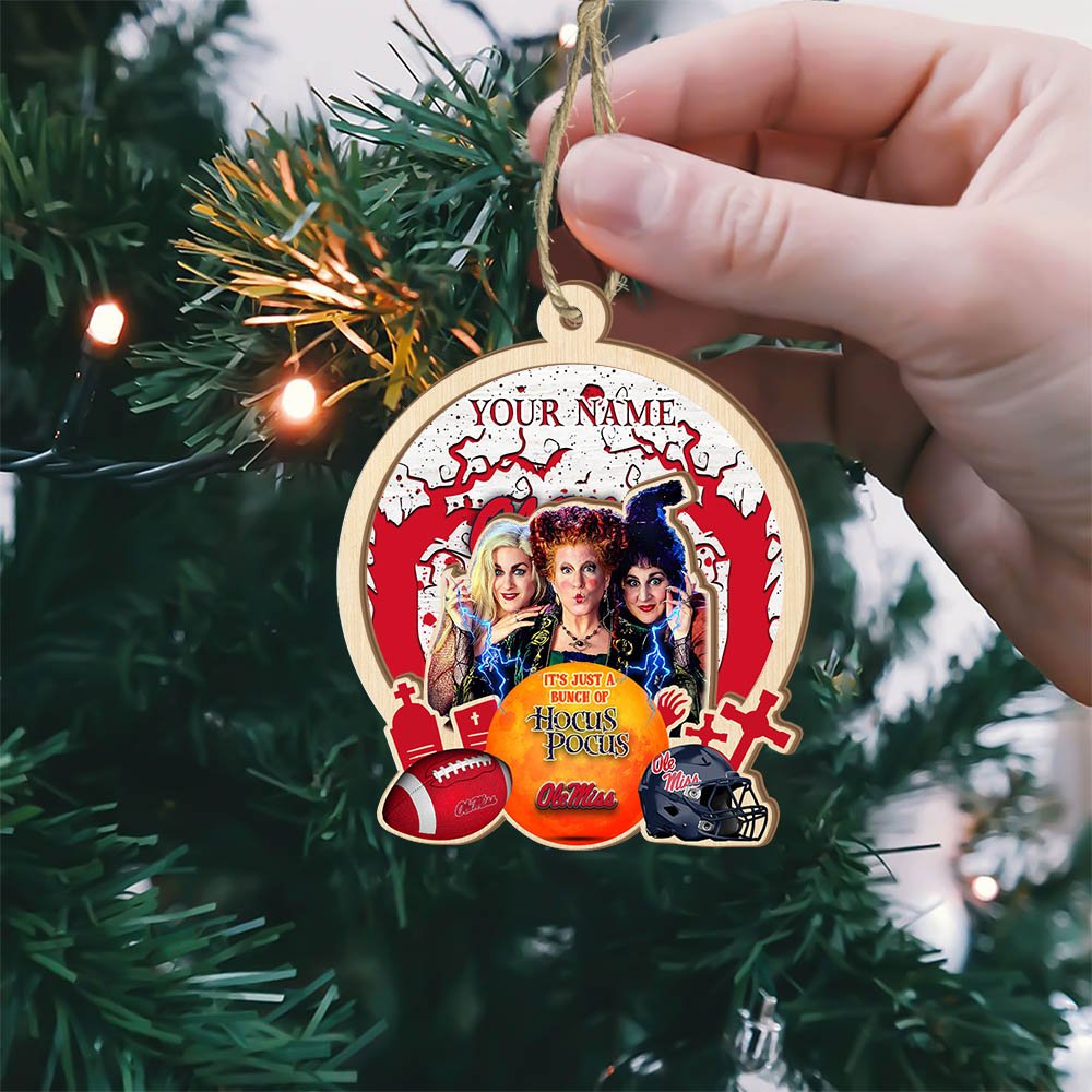 Alternative view of Ole Miss Rebels 2 Layered Wooden Ornament 2024 Version Custom Your Name, Hocus Pocus And Sport Team Ornament, Sport Gifts For Fans ETHY-52115
