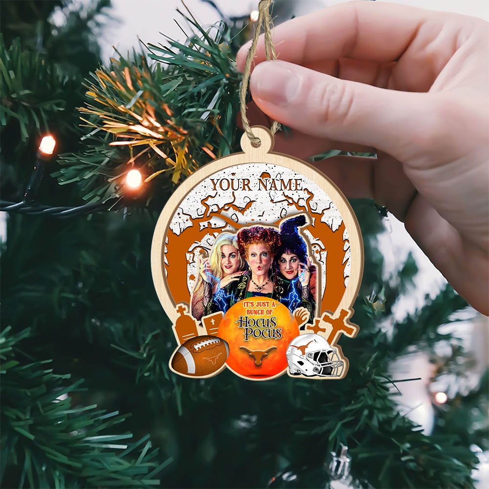 Alternative view of Texas Longhorns 2 Layered Wooden Ornament 2024 Version Custom Your Name, Hocus Pocus And Sport Team Ornament, Sport Gifts For Fans ETHY-52115