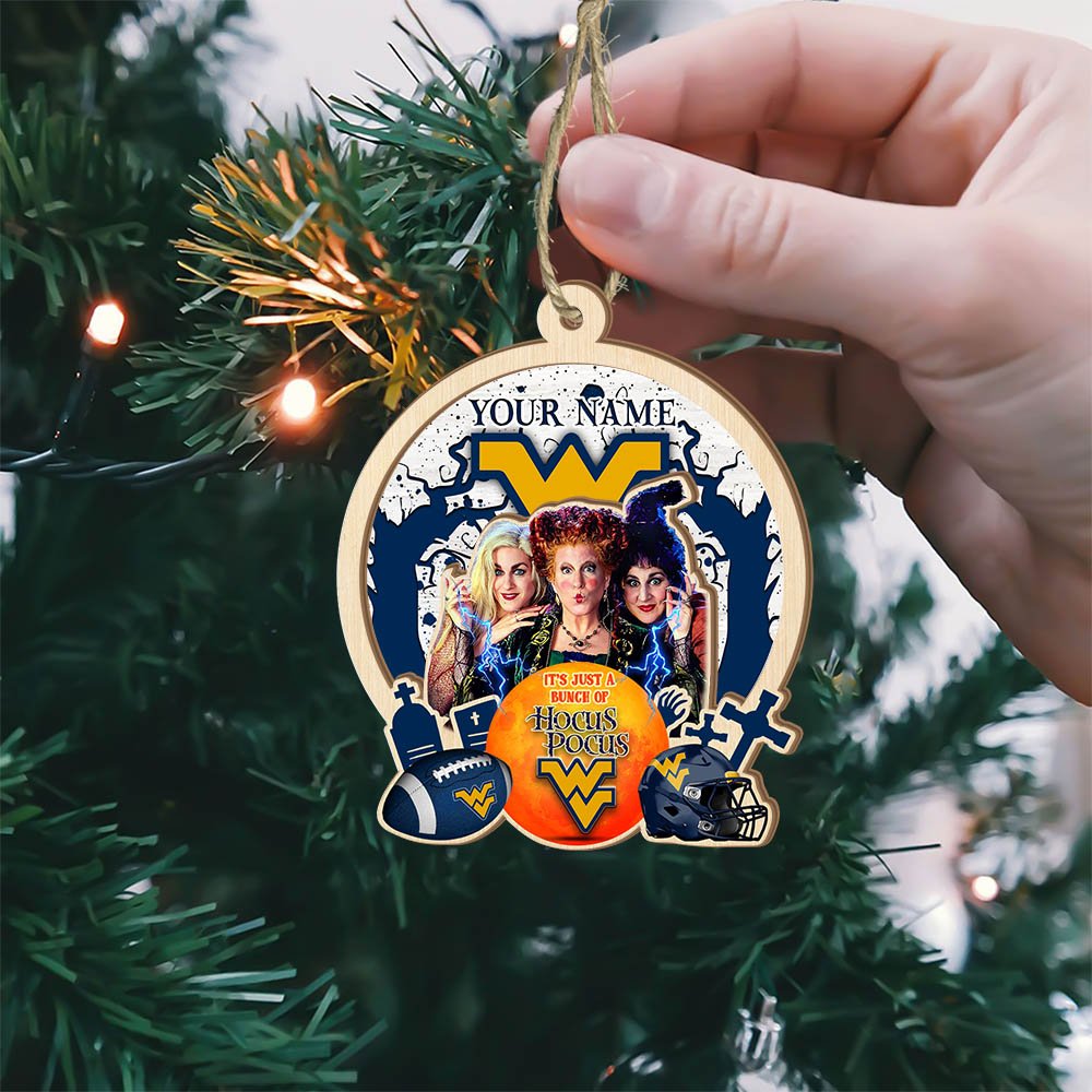Alternative view of West Virginia Mountaineers 2 Layered Wooden Ornament 2024 Version Custom Your Name, Hocus Pocus And Sport Team Ornament, Sport Gifts For Fans ETHY-52115