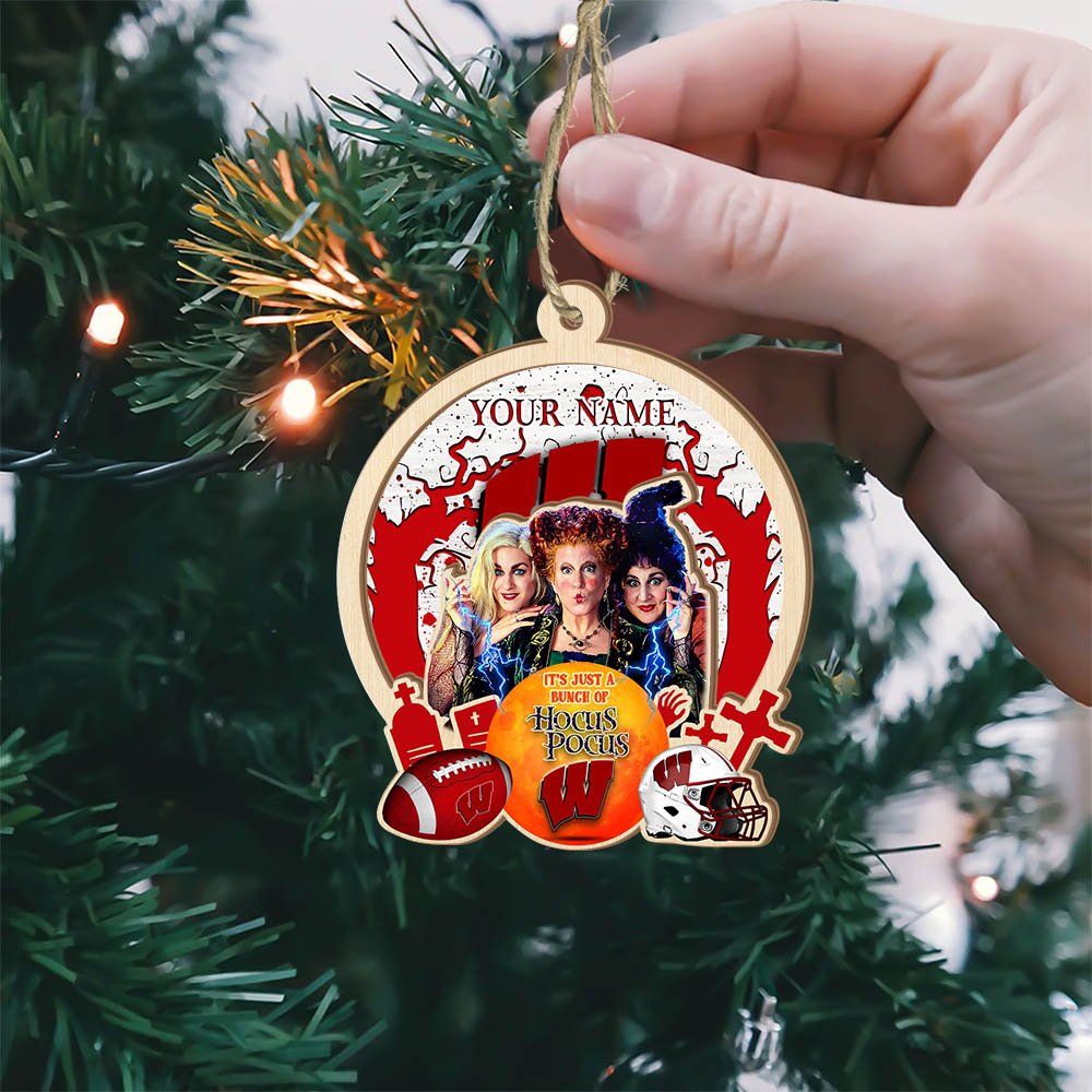 Alternative view of Wisconsin Badgers 2 Layered Wooden Ornament 2024 Version Custom Your Name, Hocus Pocus And Sport Team Ornament, Sport Gifts For Fans ETHY-52115