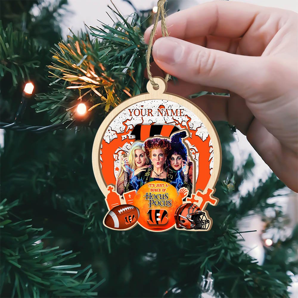 Alternative view of Cincinnati Bengals 2 Layered Wooden Ornament 2024 Version Custom Your Name, Hocus Pocus And Sport Team Ornament, Sport Gifts For Fans ETHY-52115