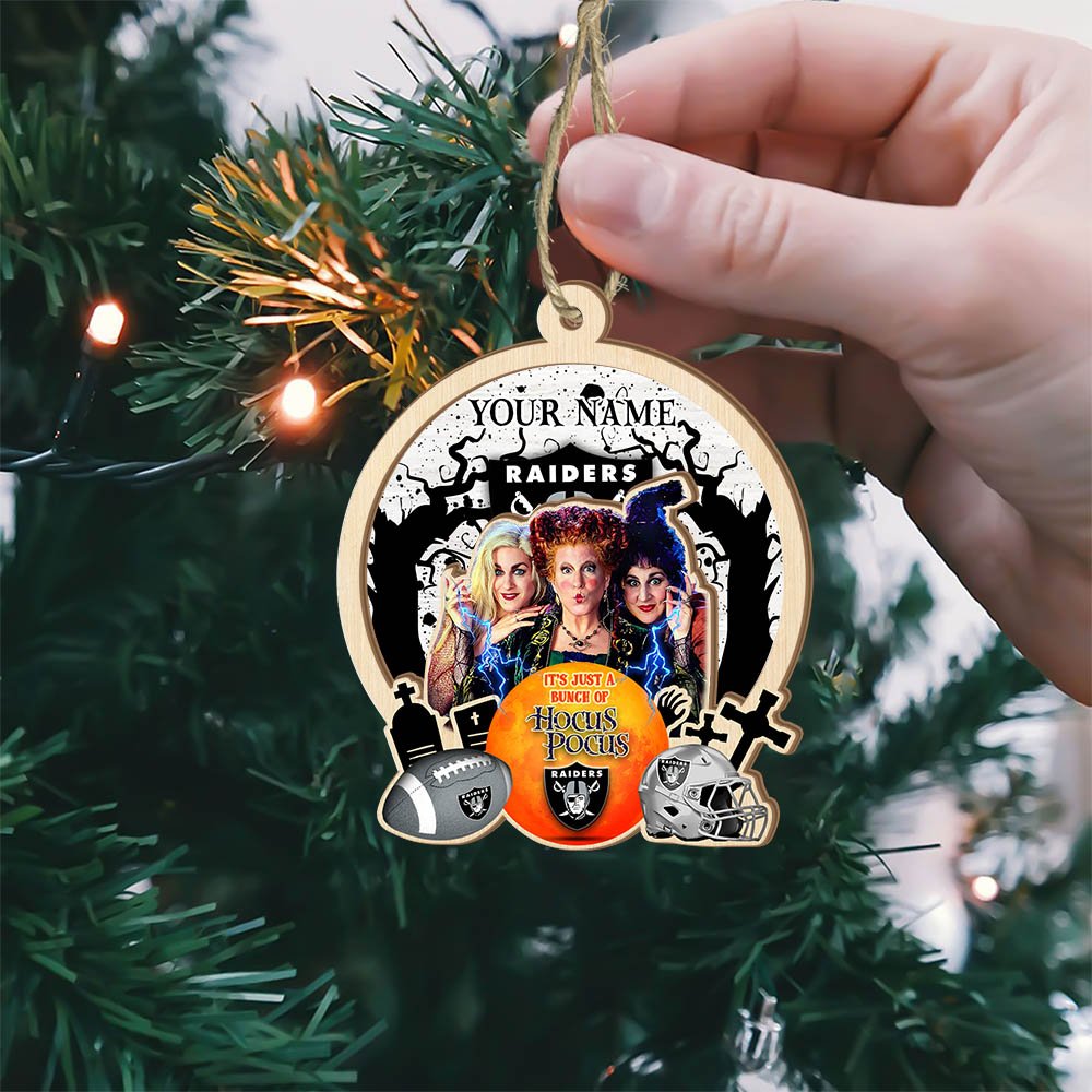 Alternative view of Las Vegas Raiders 2 Layered Wooden Ornament 2024 Version Custom Your Name, Hocus Pocus And Sport Team Ornament, Sport Gifts For Fans ETHY-52115