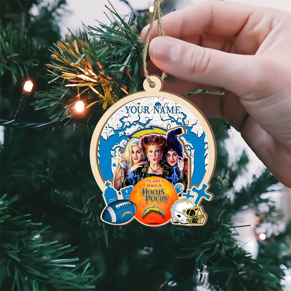 Alternative view of Los Angeles Chargers 2 Layered Wooden Ornament 2024 Version Custom Your Name, Hocus Pocus And Sport Team Ornament, Sport Gifts For Fans ETHY-52115