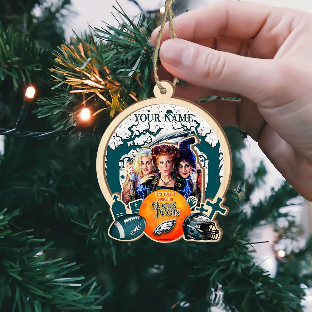 Alternative view of Philadelphia Eagles 2 Layered Wooden Ornament 2024 Version Custom Your Name, Hocus Pocus And Sport Team Ornament, Sport Gifts For Fans ETHY-52115