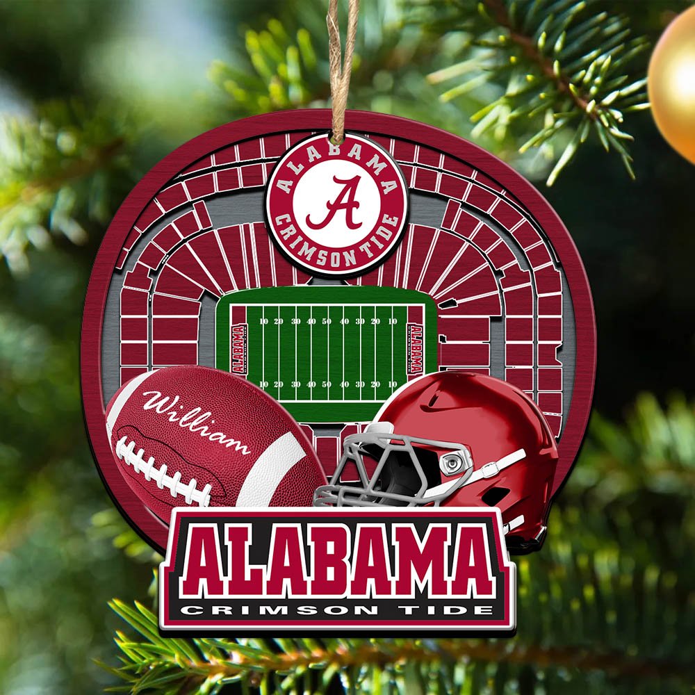 Alabama Crimson Tide 2 Layered Wooden Ornament 2024 Version Personalized Your Name, Sport Stadium Ornament, Sport Gifts ETHY-52116