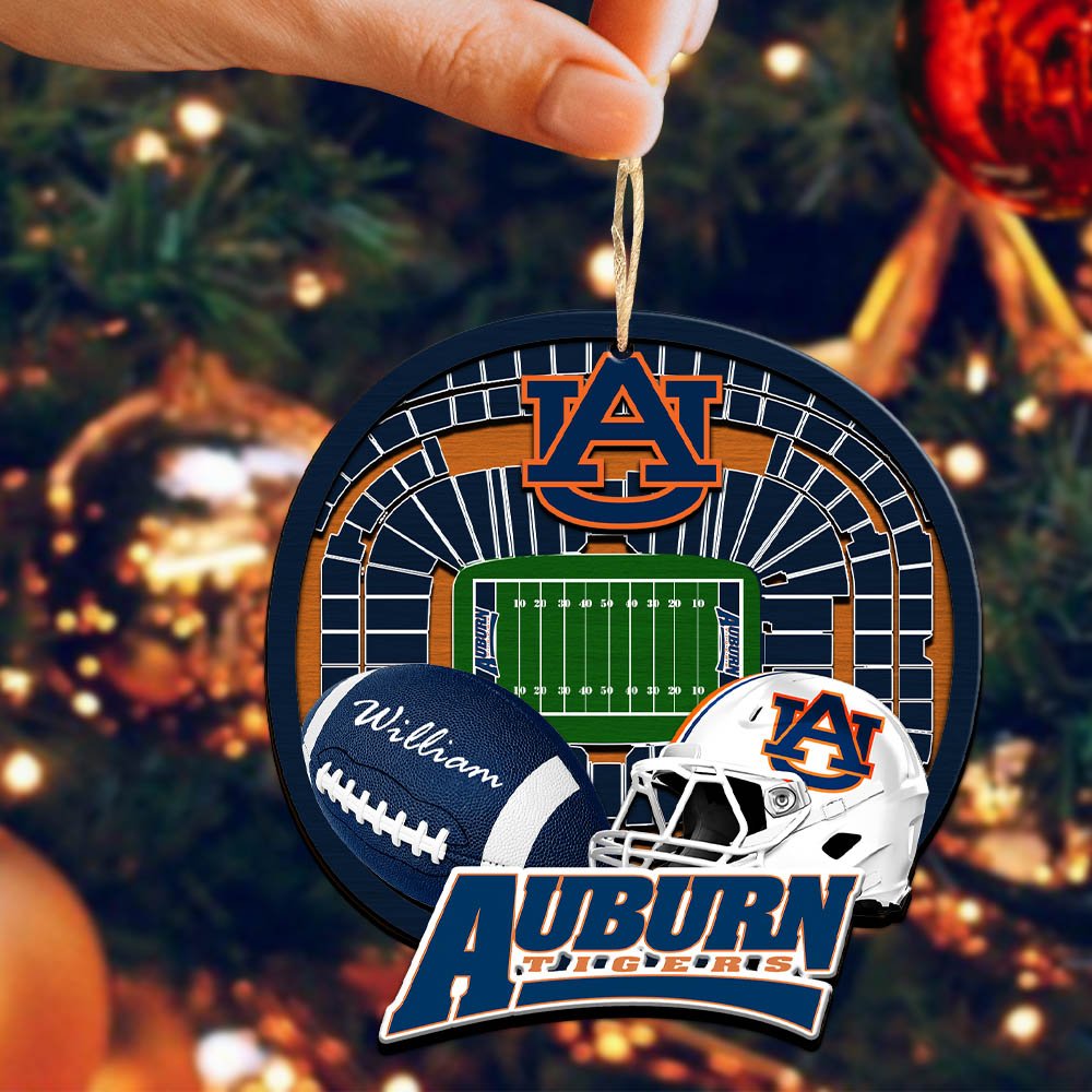 Alternative view of Auburn Tigers 2 Layered Wooden Ornament 2024 Version Personalized Your Name, Sport Stadium Ornament, Sport Gifts ETHY-52116