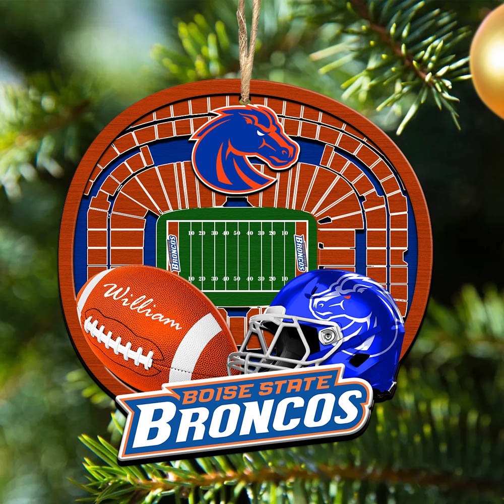 Boise State Broncos 2 Layered Wooden Ornament 2024 Version Personalized Your Name, Sport Stadium Ornament, Sport Gifts ETHY-52116