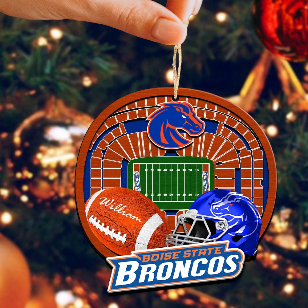 Alternative view of Boise State Broncos 2 Layered Wooden Ornament 2024 Version Personalized Your Name, Sport Stadium Ornament, Sport Gifts ETHY-52116