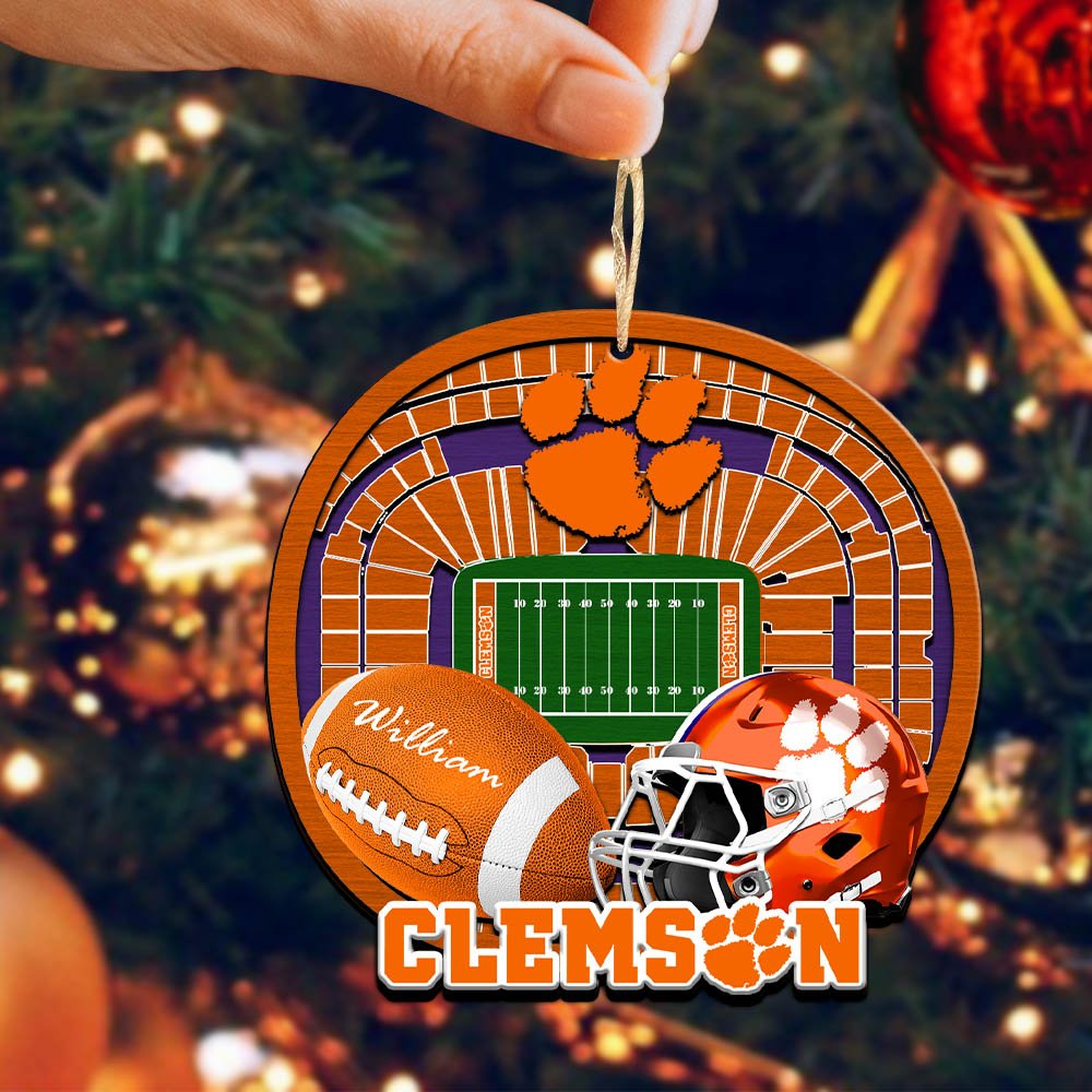Alternative view of Clemson Tigers 2 Layered Wooden Ornament 2024 Version Personalized Your Name, Sport Stadium Ornament, Sport Gifts ETHY-52116